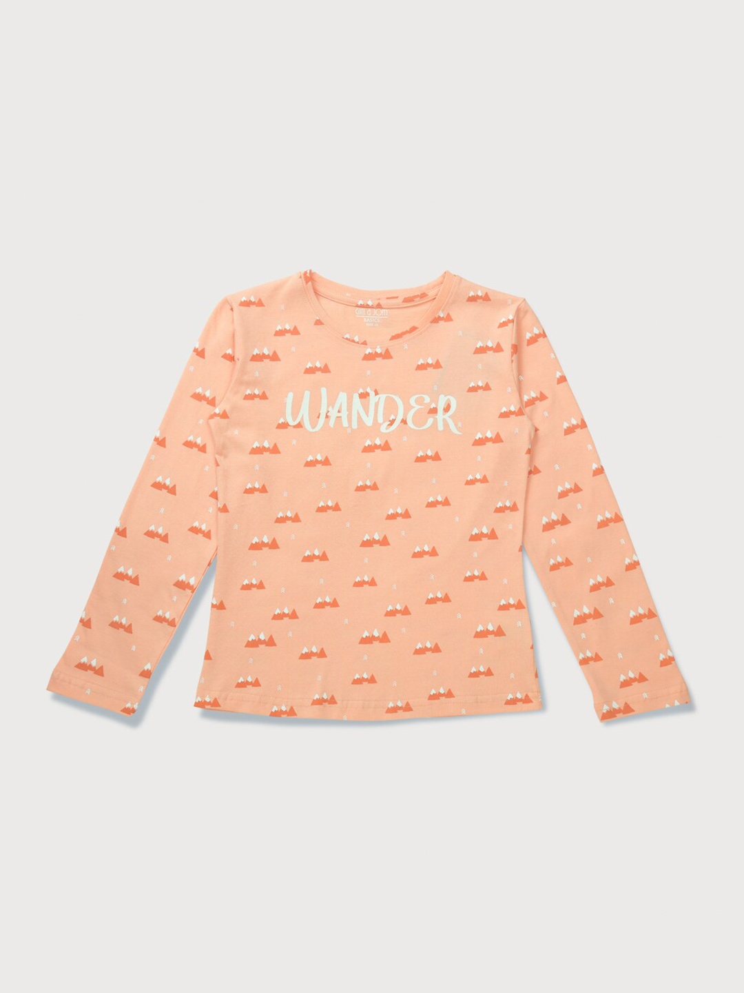 

Gini and Jony Girls Conversational Printed Cotton T-Shirt, Peach