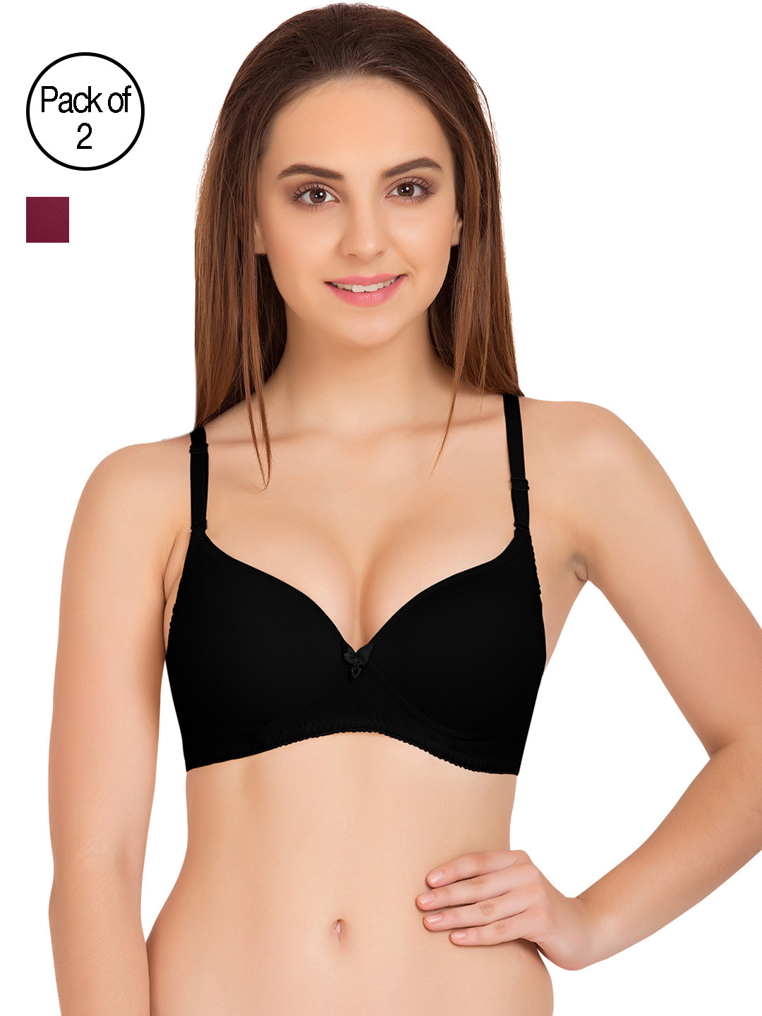 

Tweens Pack of 2 Medium-Coverage T-shirt Bras TW91520, Burgundy