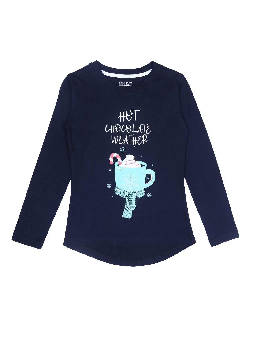 

Gini and Jony Girls Typography Printed Cotton T-Shirt, Black
