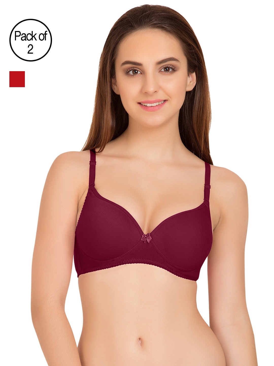 

Tweens Pack of 2 Full-Coverage T-shirt Bras TW91520, Burgundy