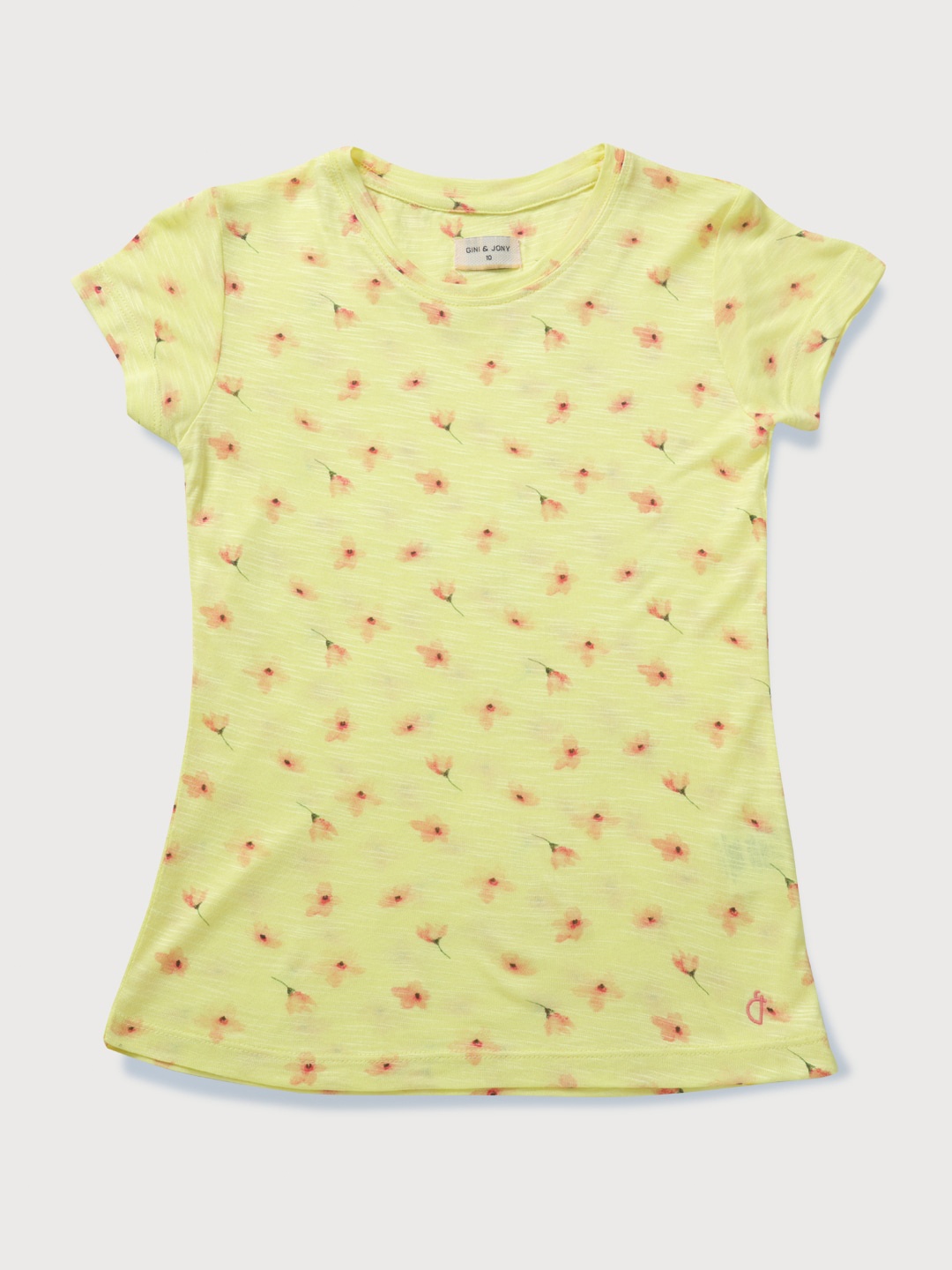 

Gini and Jony Girls Floral Printed Cotton T-shirt, Yellow