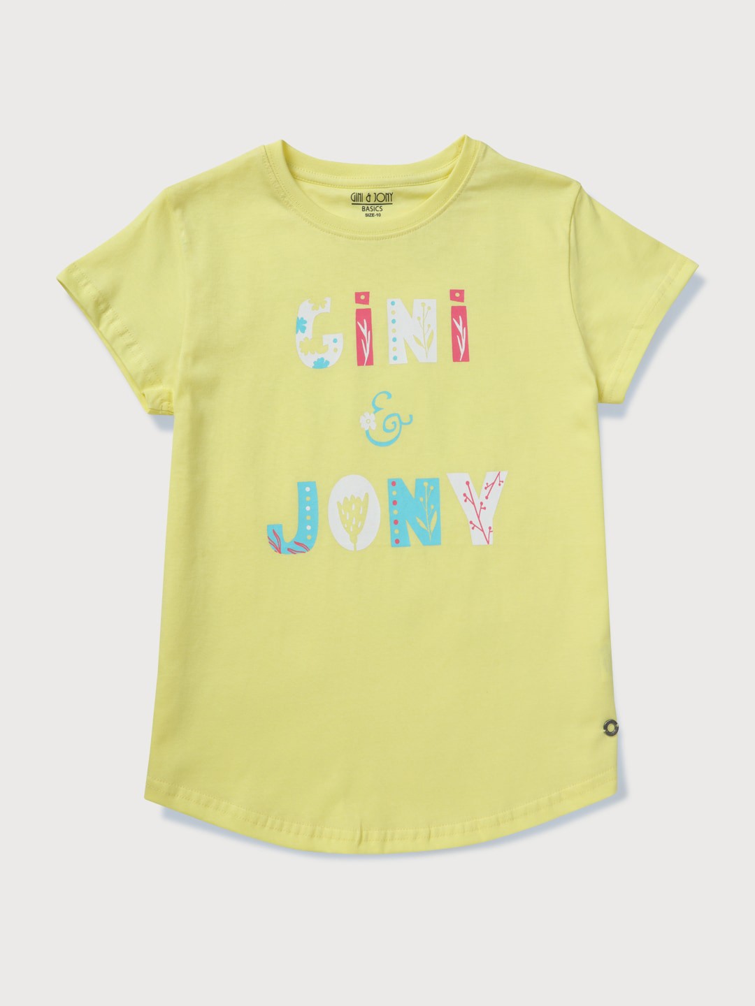 

Gini and Jony Girls Typography Printed Cotton T-Shirt, Yellow