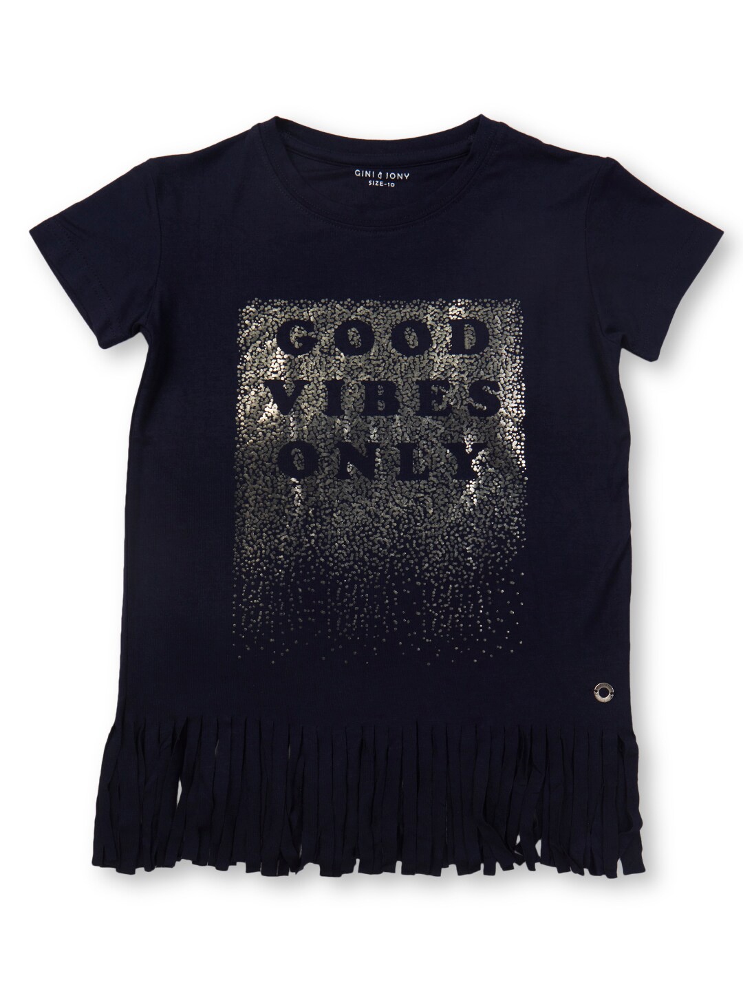 

Gini and Jony Girls Typography Printed Cotton T-Shirt, Black