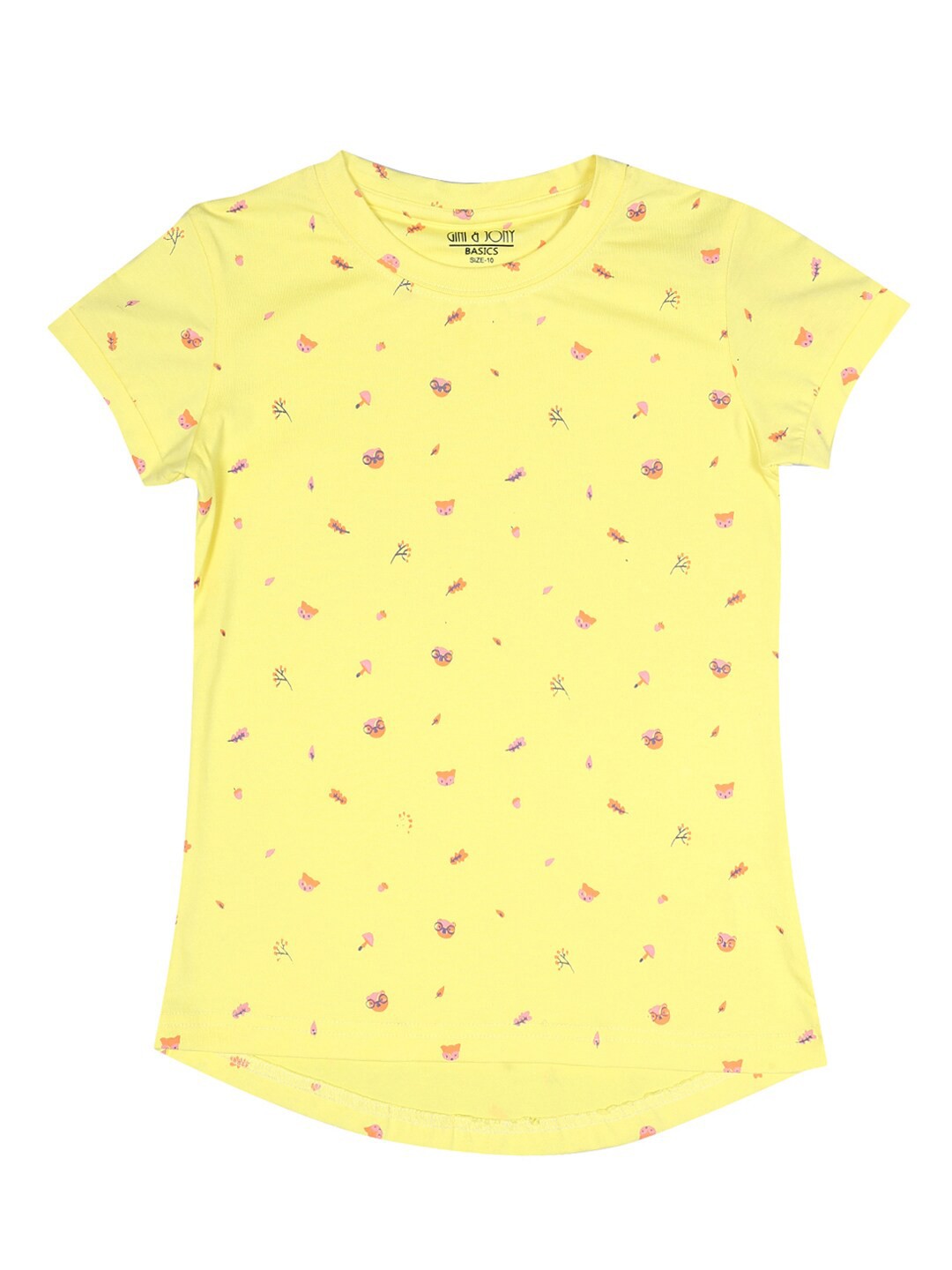 

Gini and Jony Girls Conversational Printed Cotton T-shirt, Yellow
