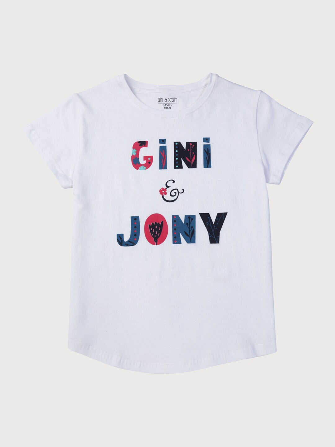 

Gini and Jony Girls Typography Printed Cotton T-Shirt, White