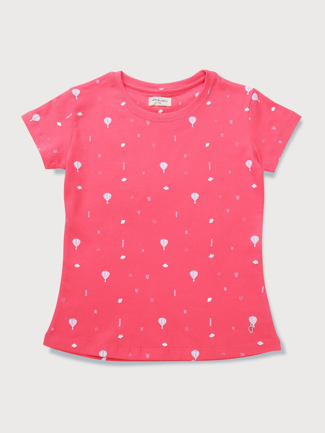 

Gini and Jony Infants Girls Conversational Printed Cotton T-shirts, Pink
