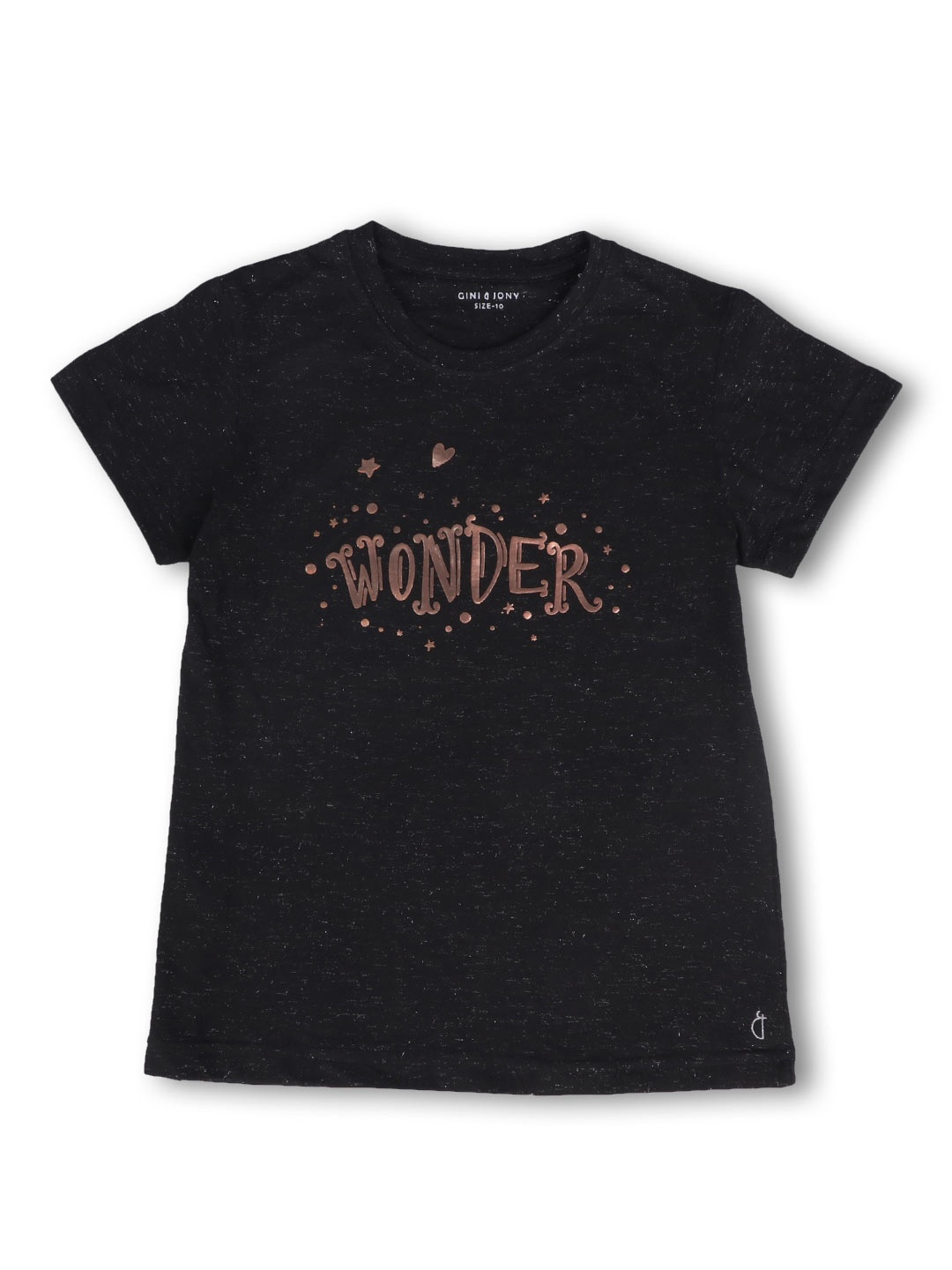 

Gini and Jony Girls Typography Printed Cotton T-Shirt, Black