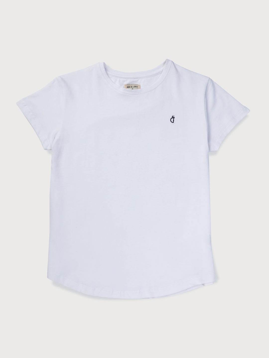 

Gini and Jony Girls Round Neck Short Sleeves Cotton T-shirt, White