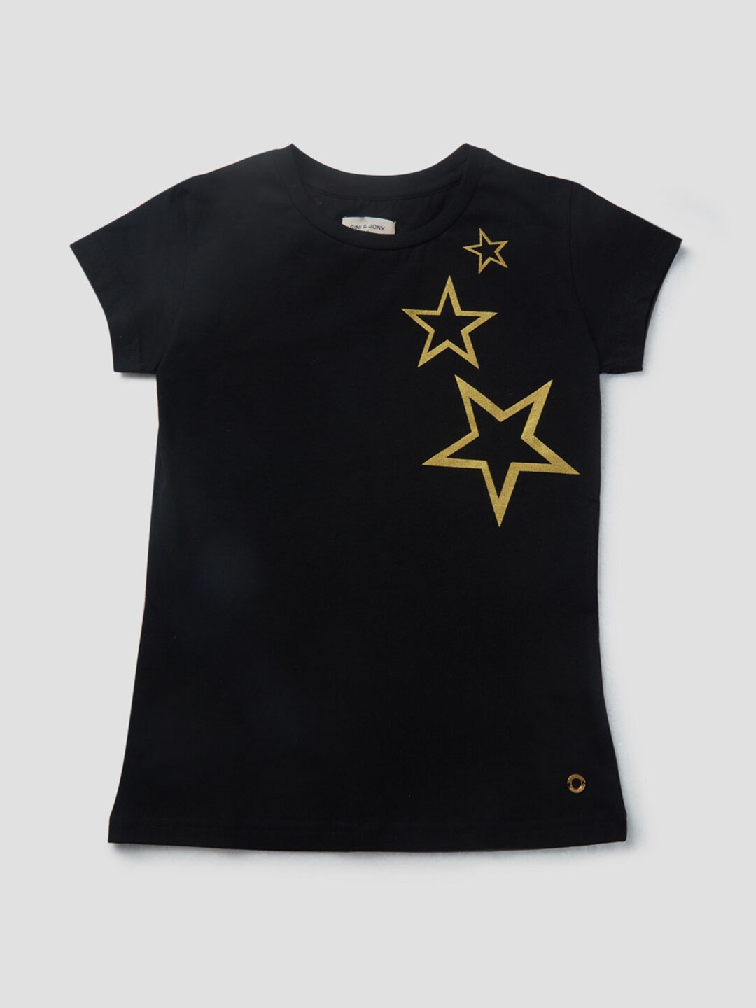 

Gini and Jony Girls Graphic Printed Round Neck Cotton T-shirt, Black