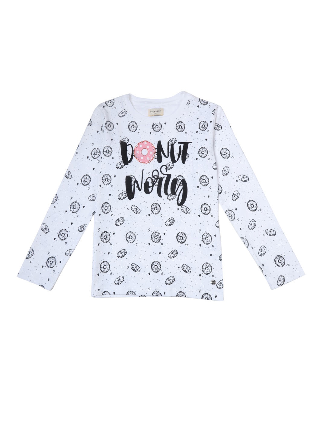 

Gini and Jony Girls Typography Printed Cotton T-Shirt, White