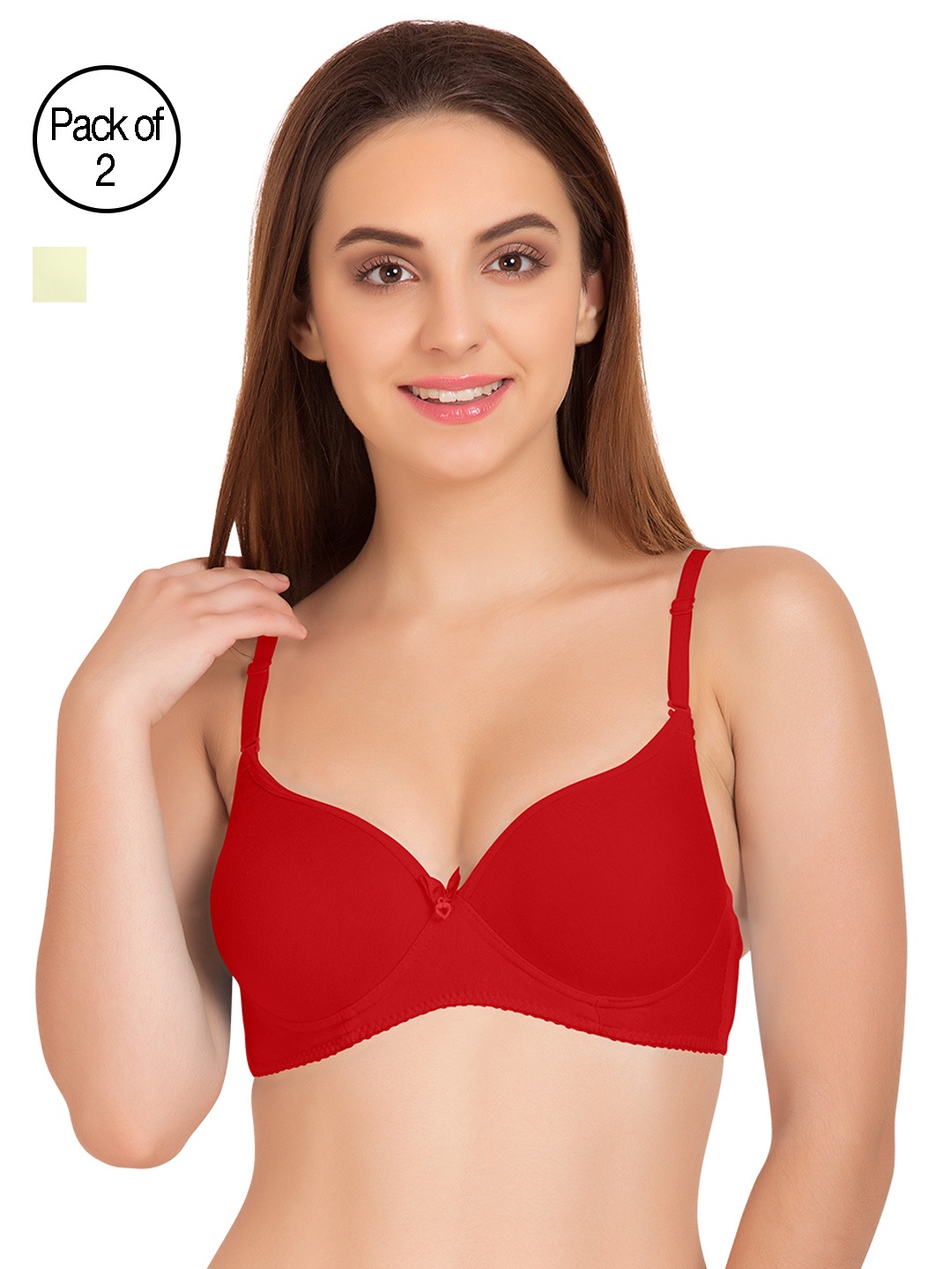 

Tweens Pack of 2 Medium-Coverage T-shirt Bras TW91520, Red