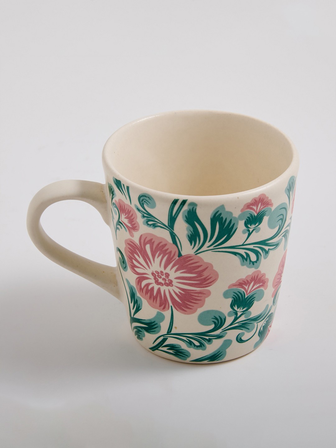 

Home Centre Mohar White & Pink Floral Printed Stoneware Glossy Mug 320 ml