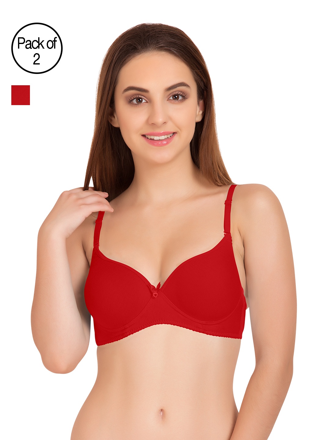 

Tweens Pack of 2 Red Medium-Coverage T-shirt Bras TW91520