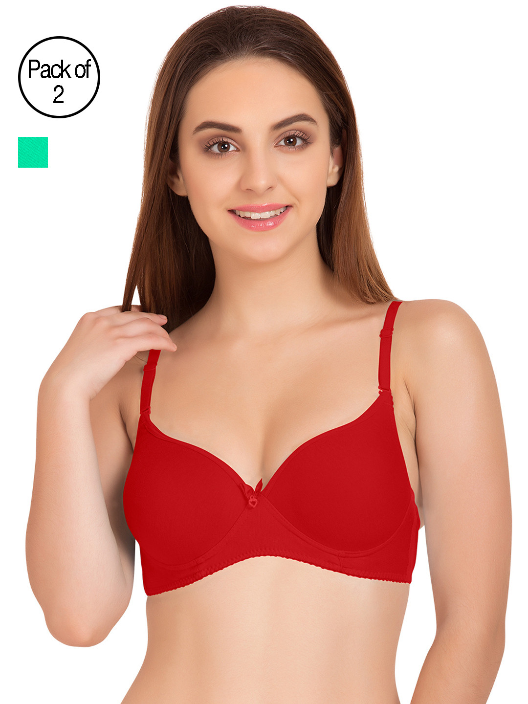 

Tweens Pack of 2 Medium-Coverage T-shirt Bras TW91520, Red