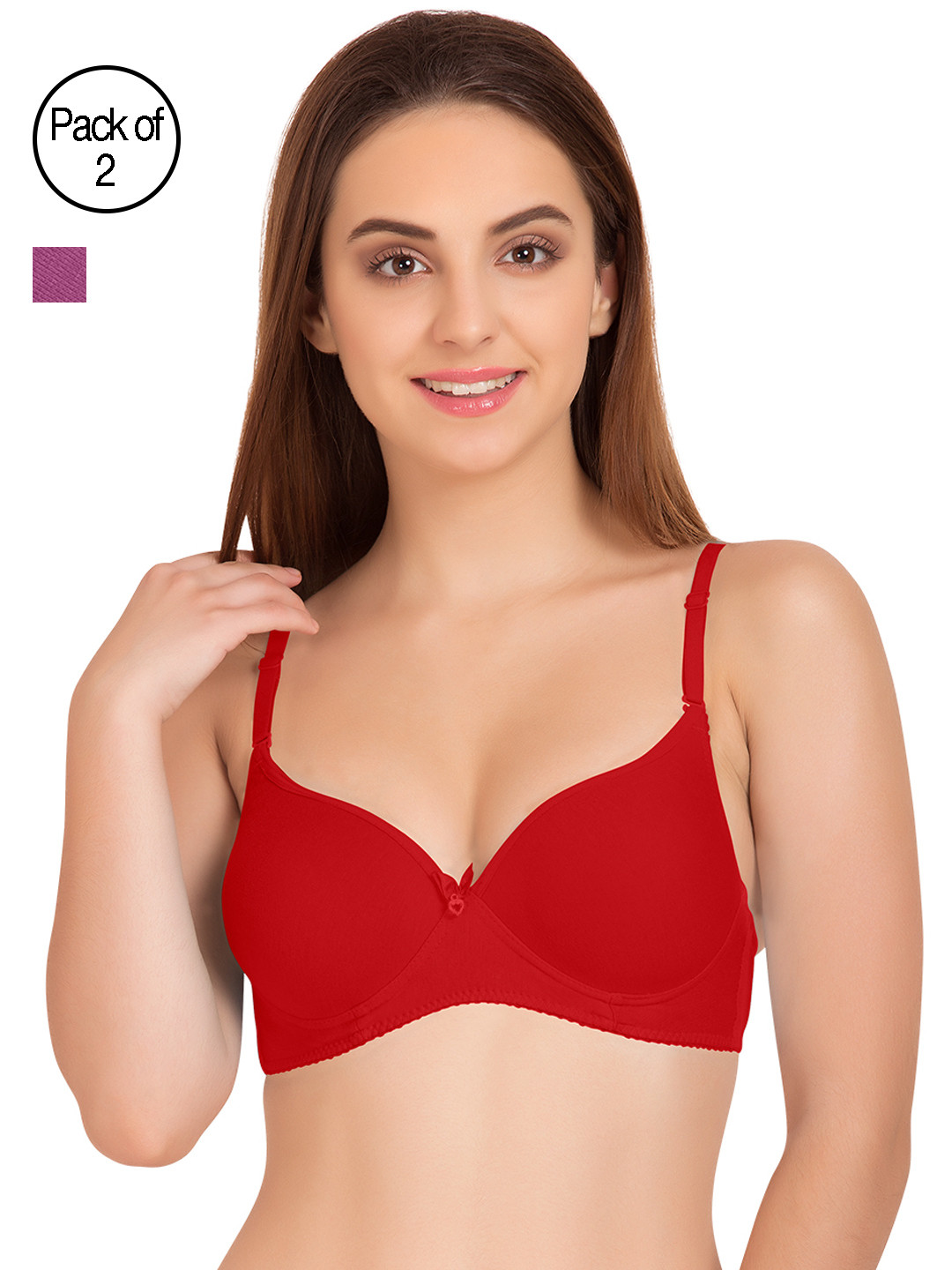 

Tweens Pack of 2 Medium-Coverage T-shirt Bras TW91520, Red