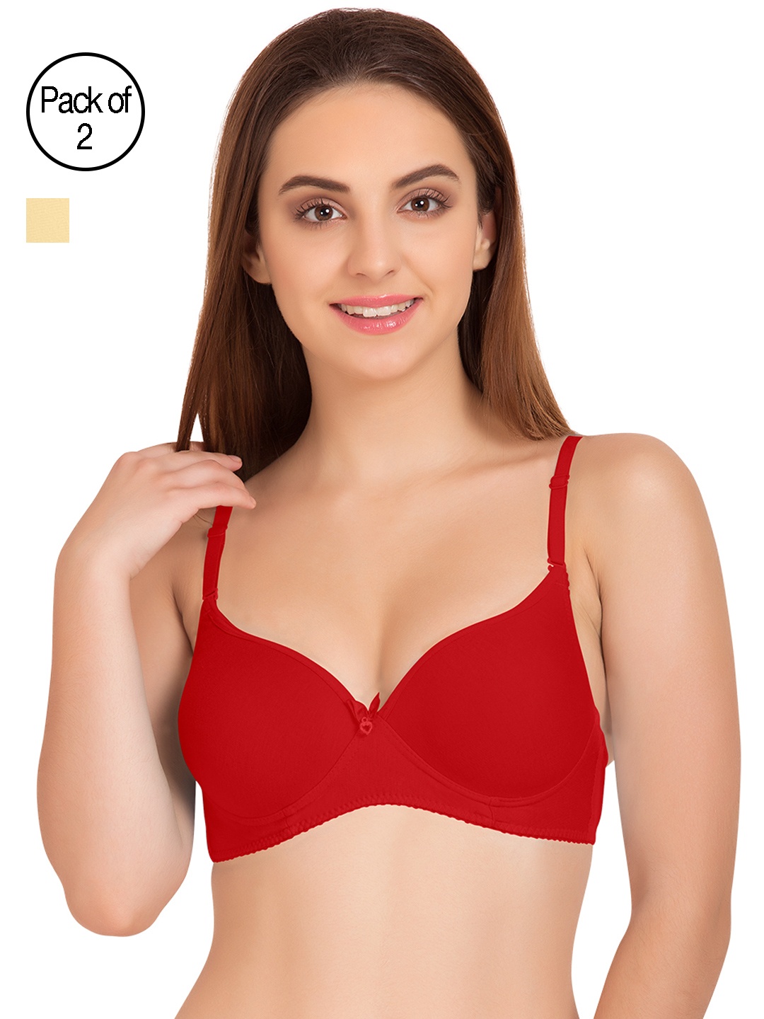 

Tweens Pack of 2 Medium-Coverage T-shirt Bras TW91520, Red