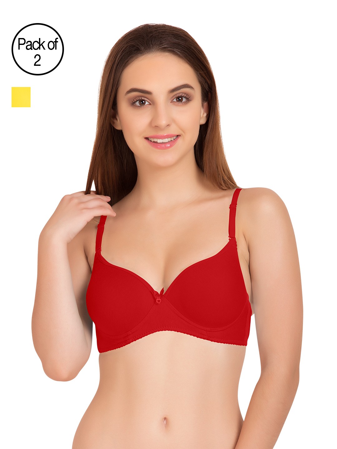 

Tweens Pack of 2 Medium-Coverage T-shirt Bras TW91520, Red