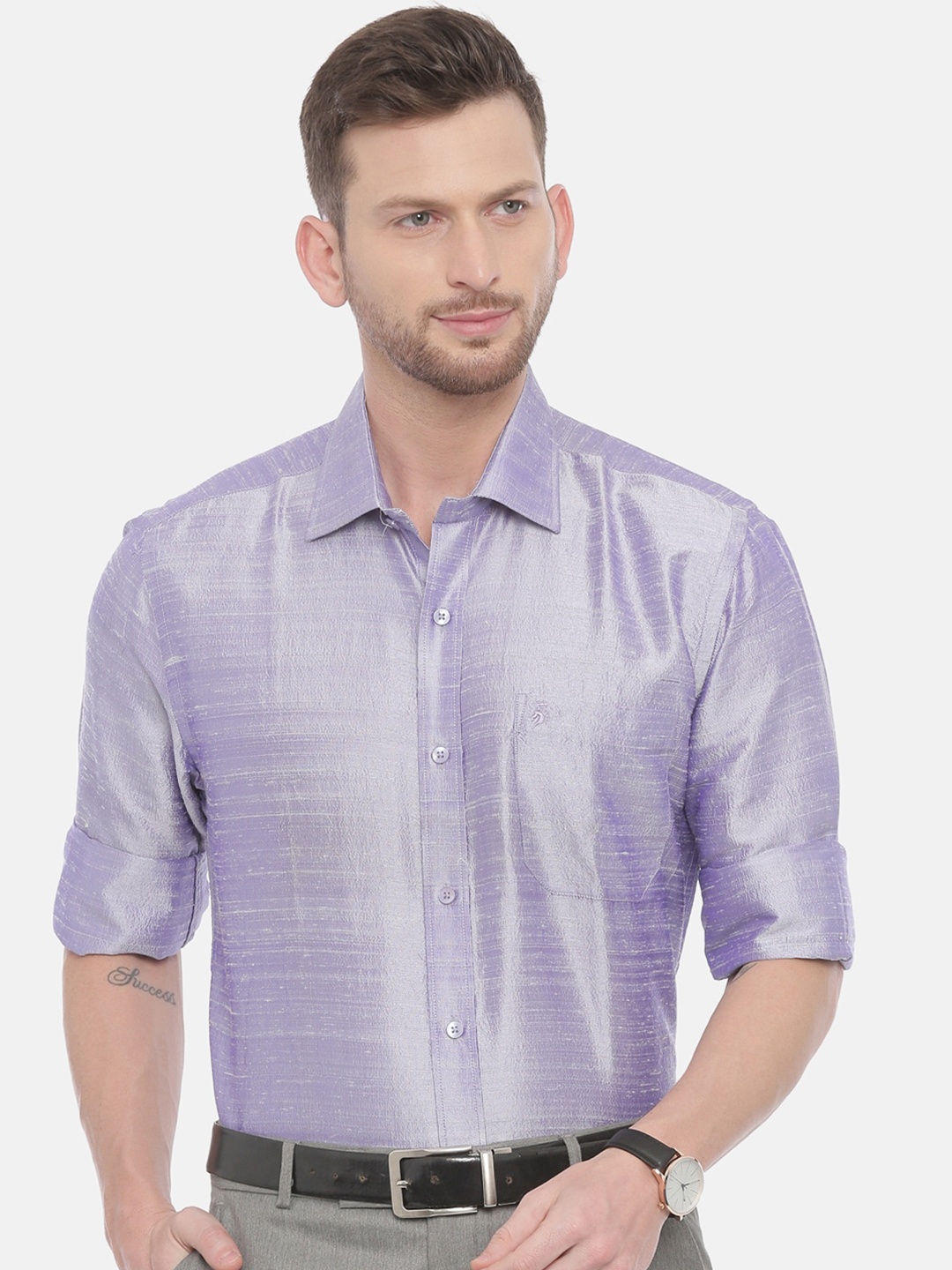 

Khoday Williams Men Regular Fit Classic Silk Shirt, Purple