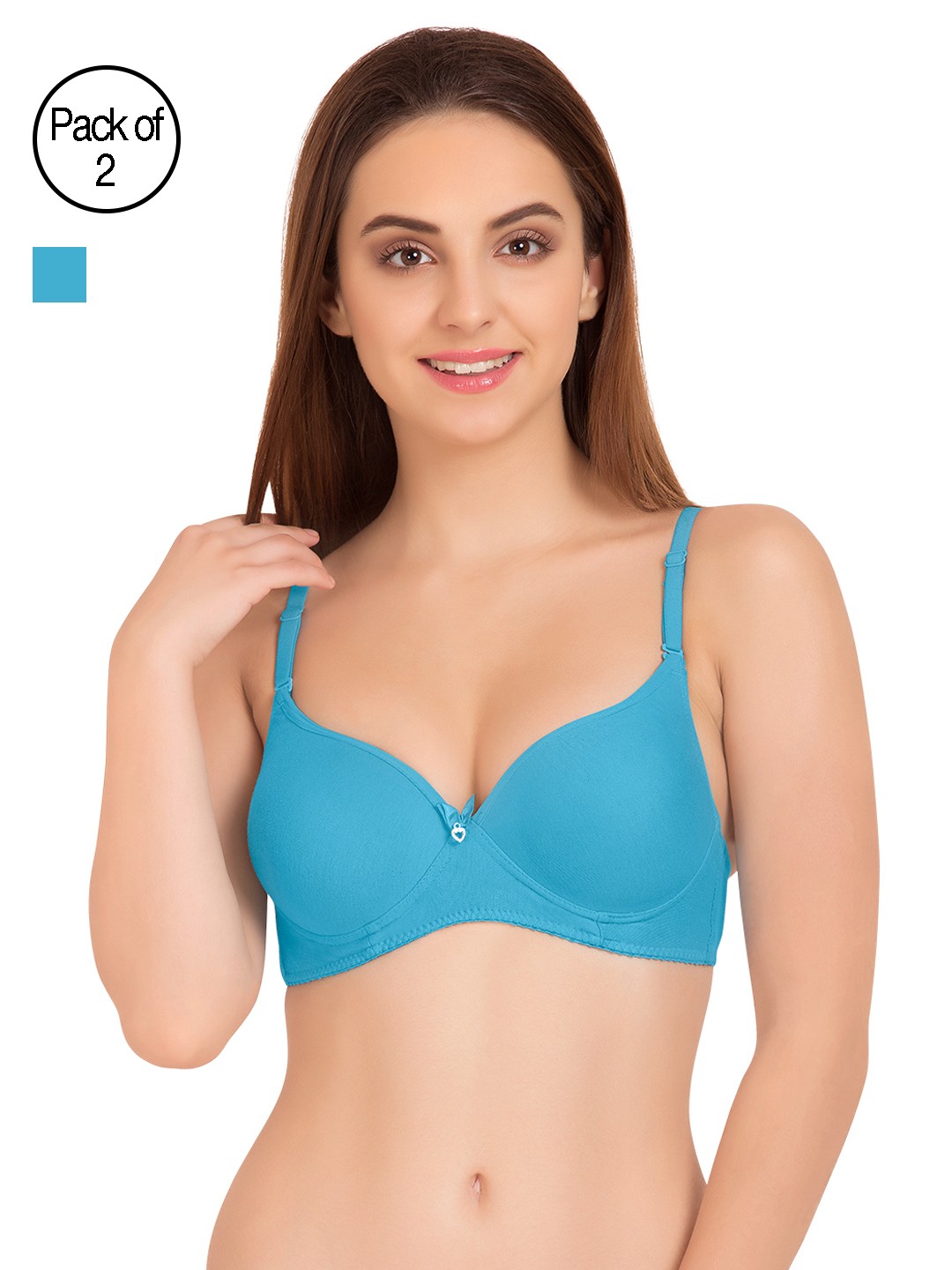 

Tweens Pack of 2 Turquoise Blue Medium-Coverage T-shirt Bras TW91520