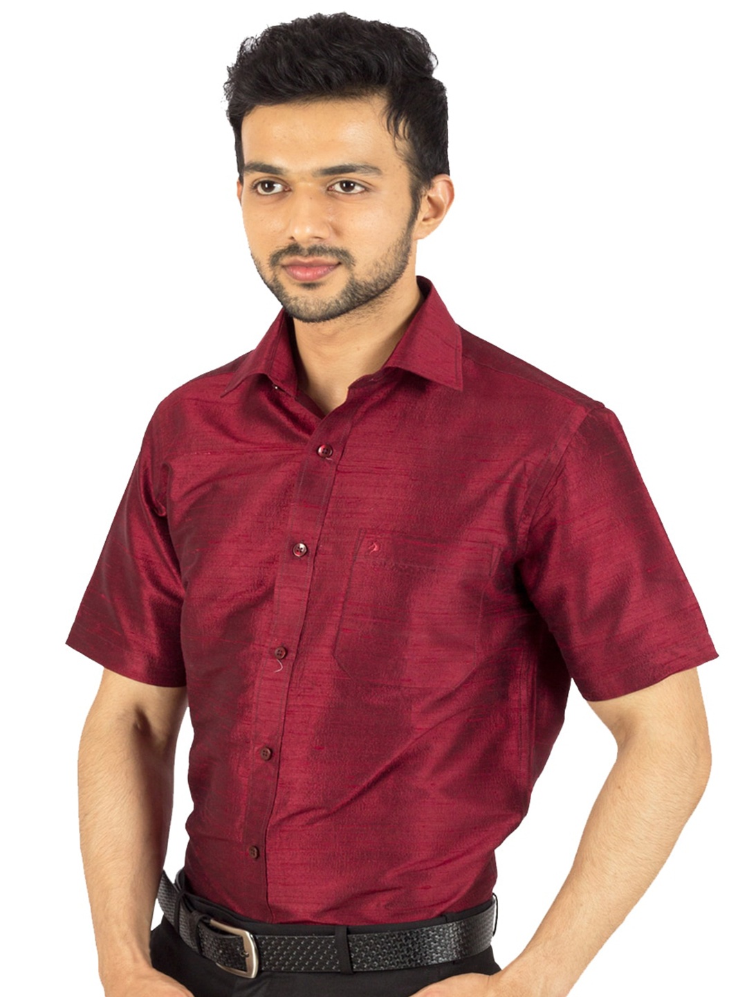 

Khoday Williams Men Regular Fit Classic Silk Shirt, Maroon