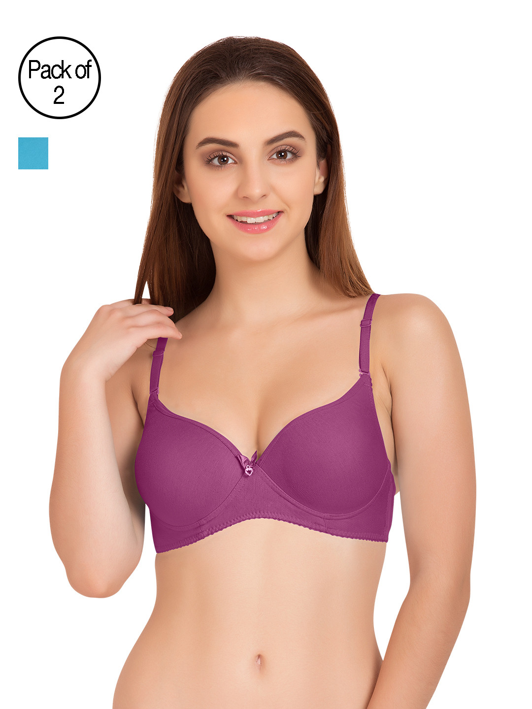 

Tweens Pack of 2 Medium-Coverage T-shirt Bras TW91520, Turquoise blue