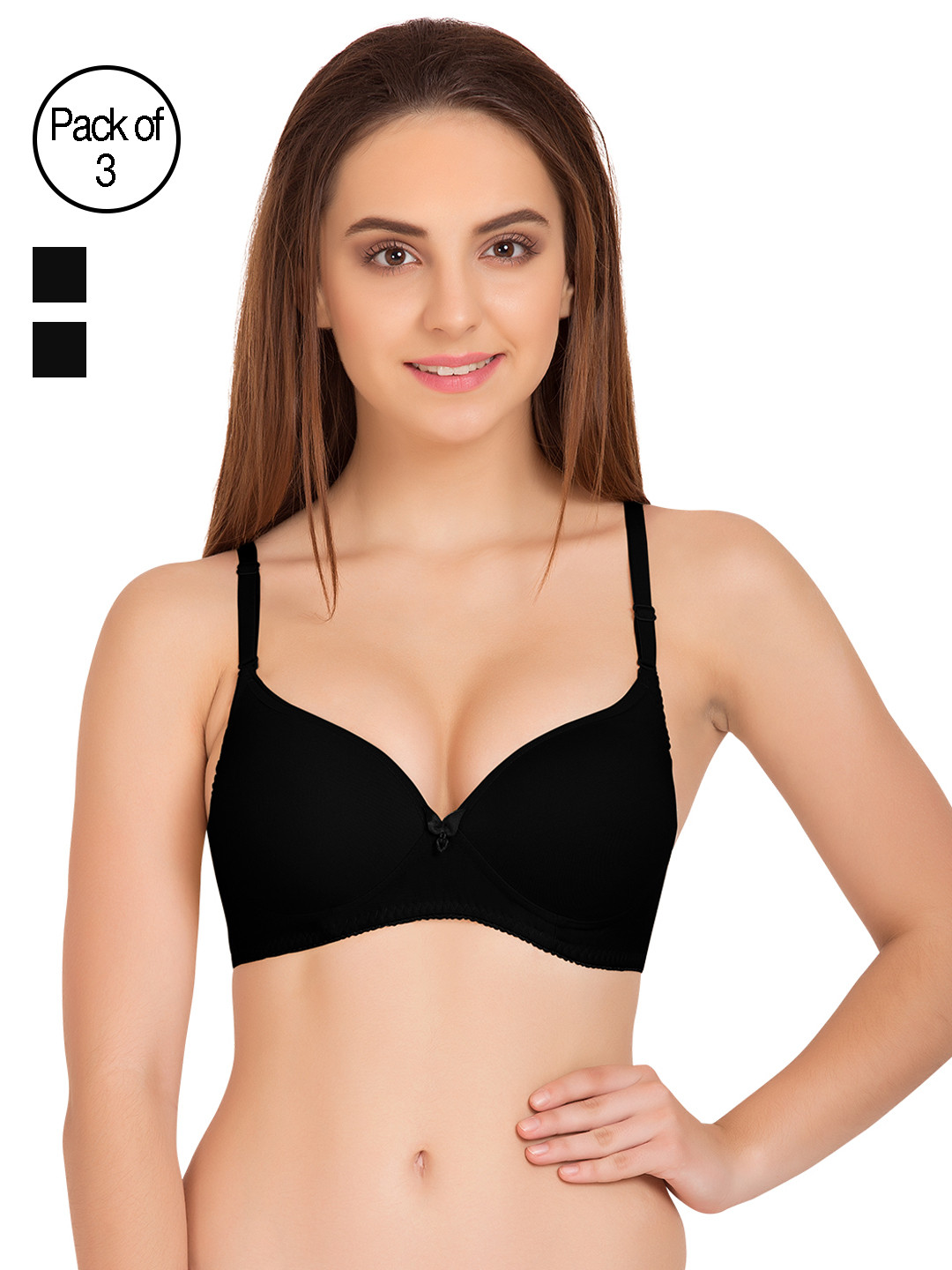 

Tweens Pack of 3 Full-Coverage T-shirt Bras TW91520, Black