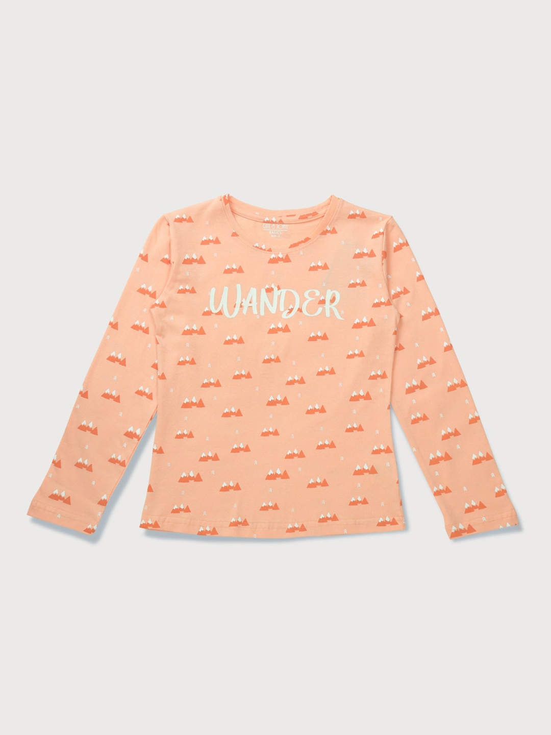

Gini and Jony Infant Girls Conversational Printed Cotton T-Shirt, Peach