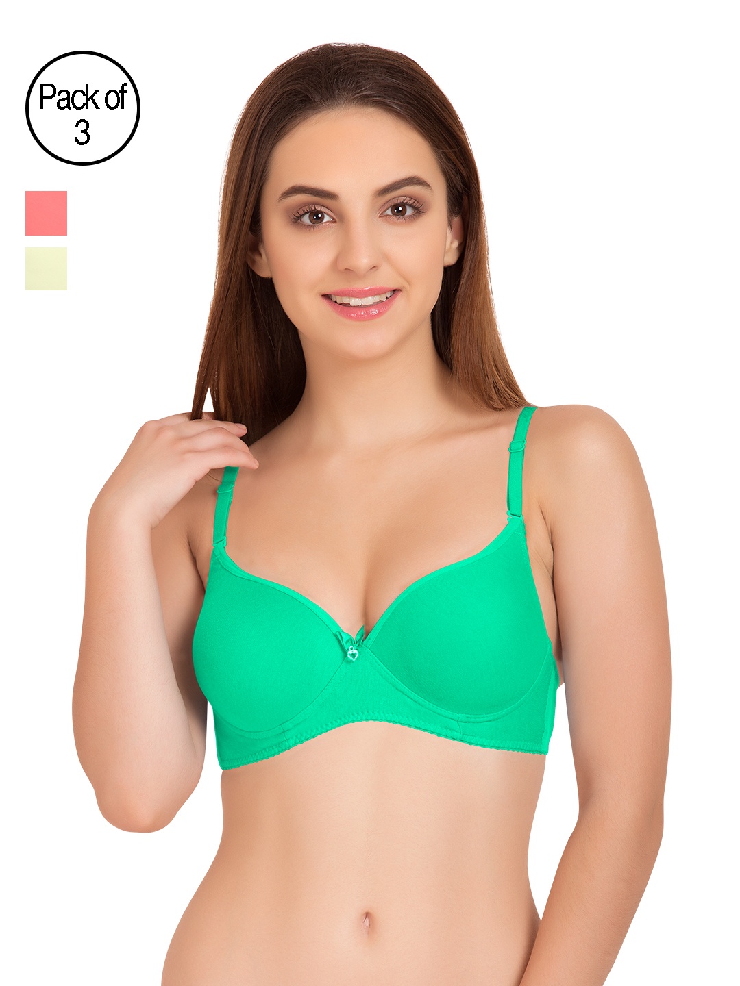

Tweens Pack of 3 Medium-Coverage T-shirt Bras TW91520, Sea green