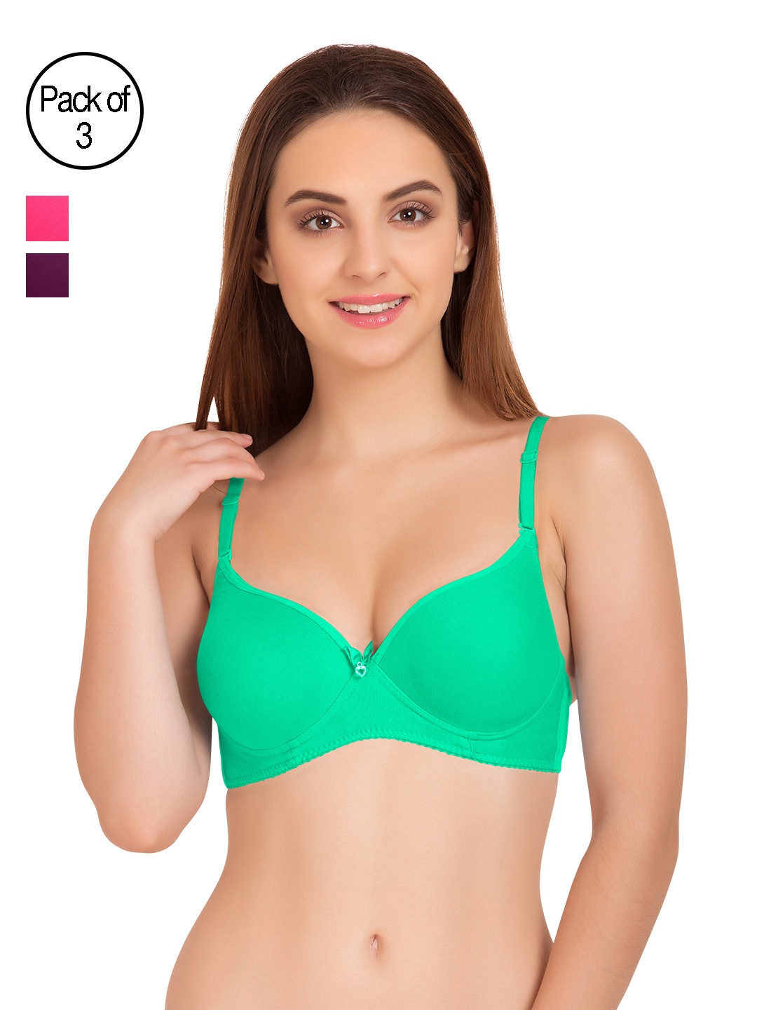 

Tweens Pack of 3 Medium-Coverage T-shirt Bras TW91520, Sea green