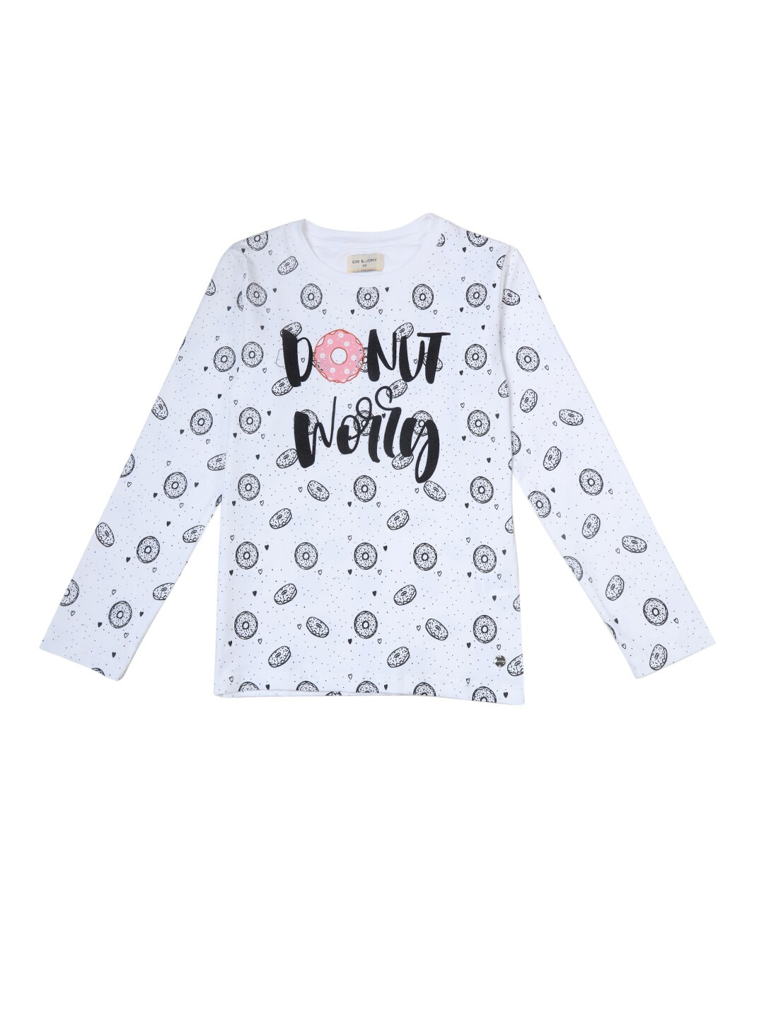 

Gini and Jony Girls Conversational Printed Long Sleeves Cotton T-shirt, White