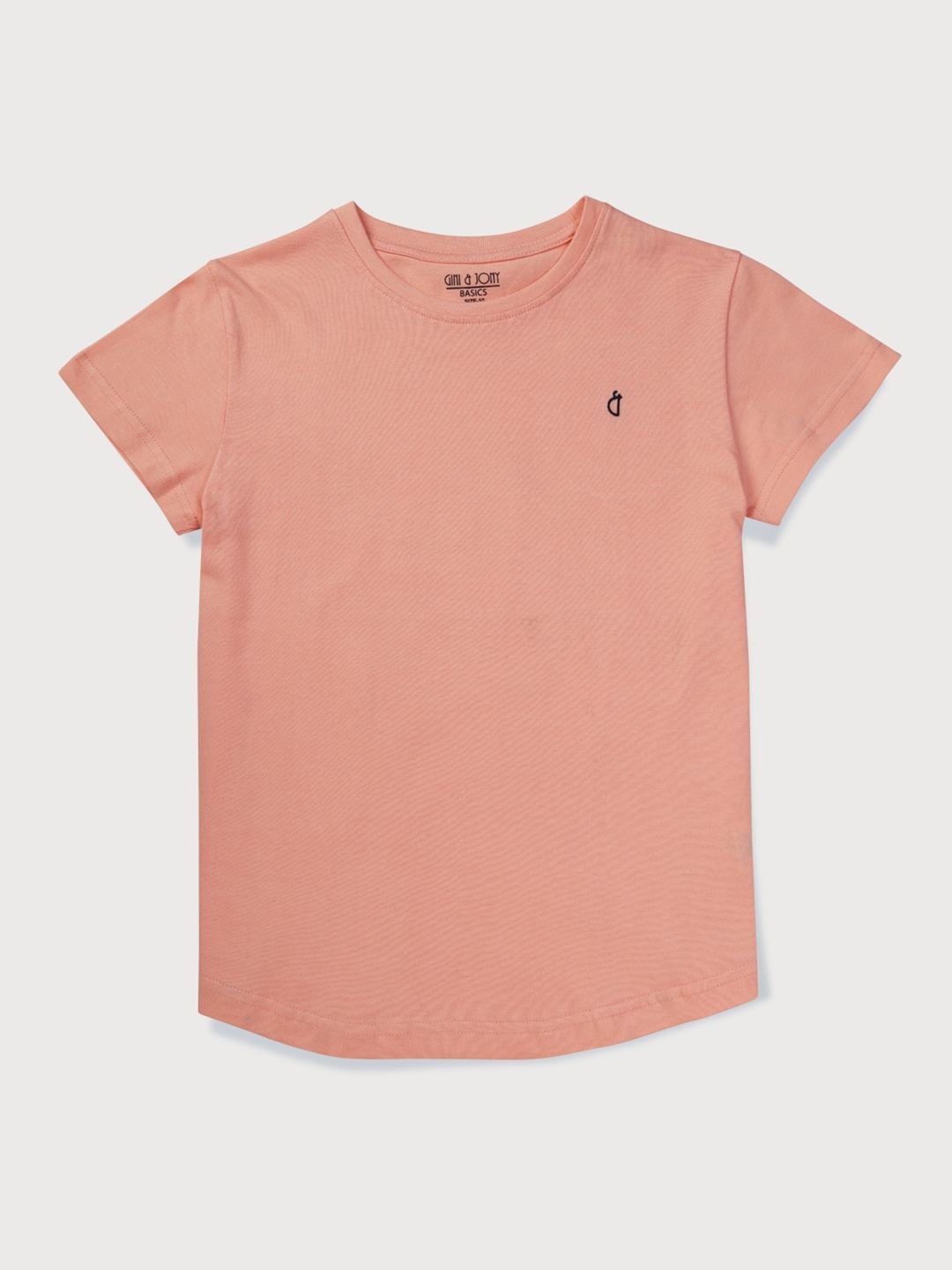 

Gini and Jony Girls Round Neck Cotton T-Shirt, Peach