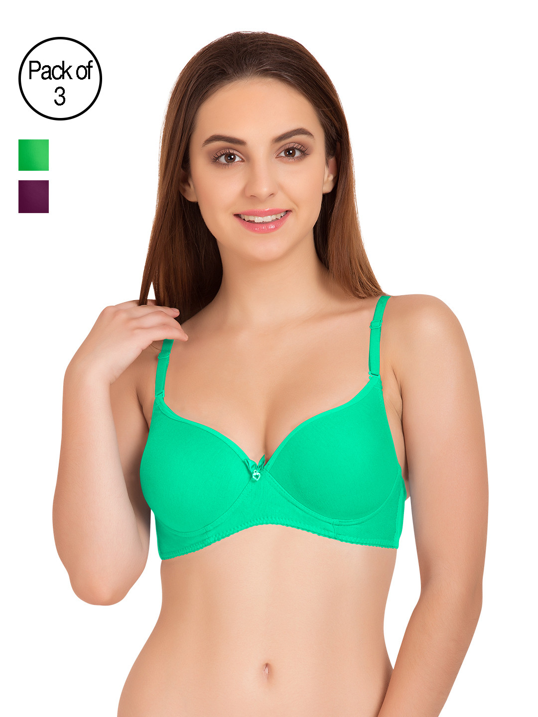 

Tweens Pack of 3 Full-Coverage T-shirt Bras TW91520, Sea green