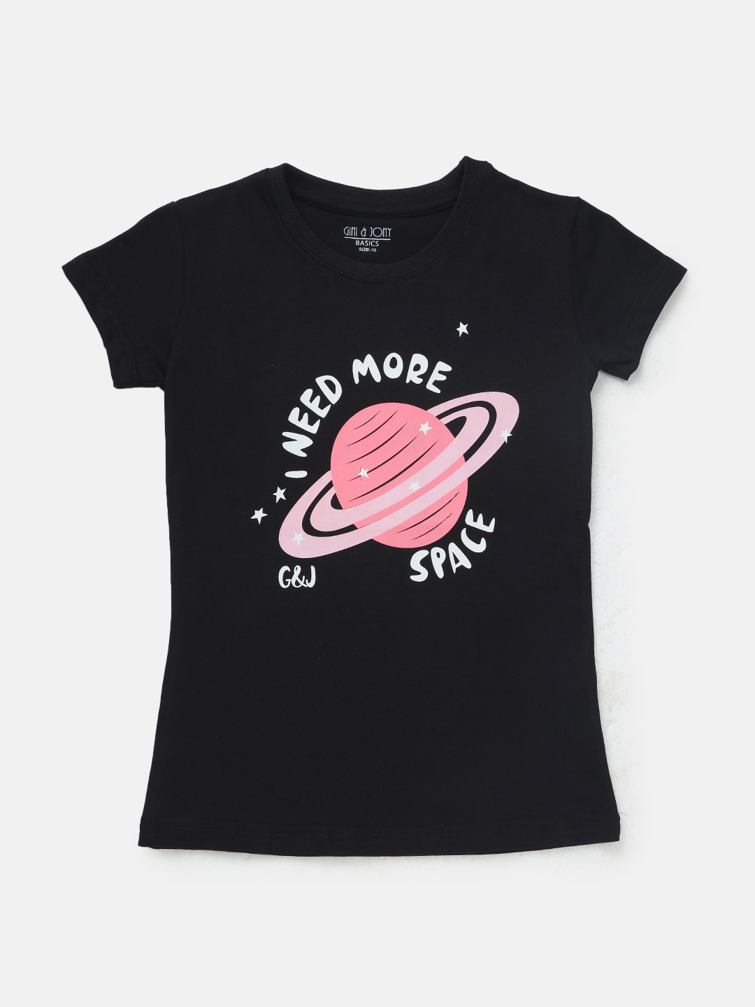 

Gini and Jony Girls Graphic Printed Casual Cotton Top, Black