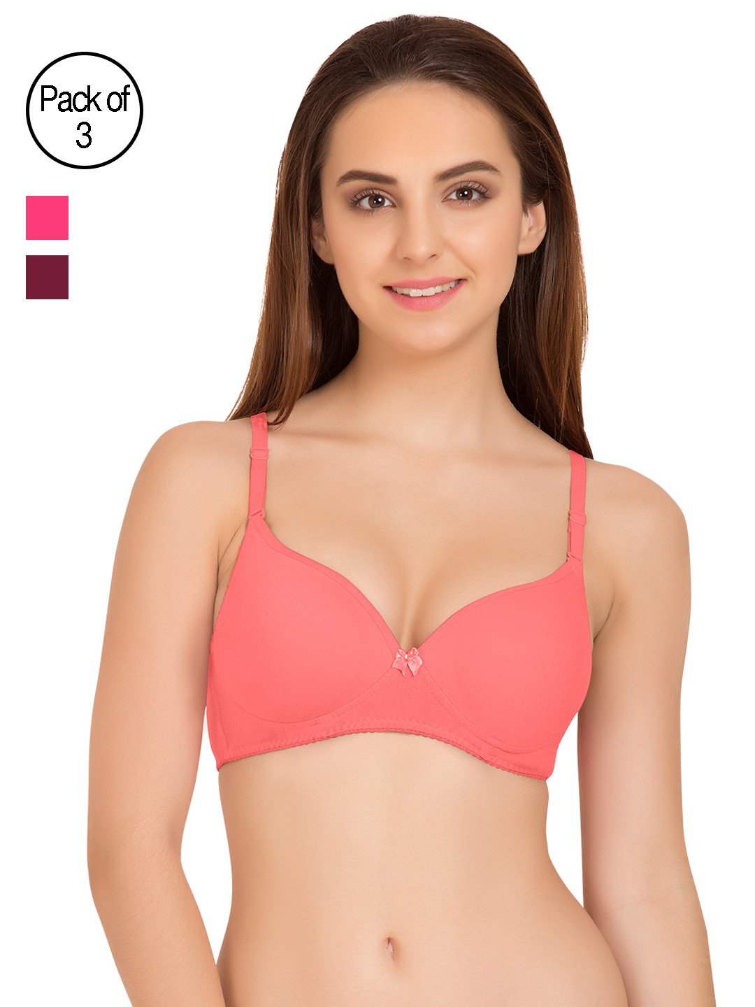 

Tweens Pack of 3 Full-Coverage T-shirt Bras TW91520, Pink