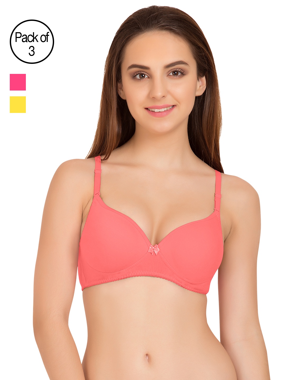 

Tweens Pack of 3 Full-Coverage T-shirt Bras TW91520, Coral