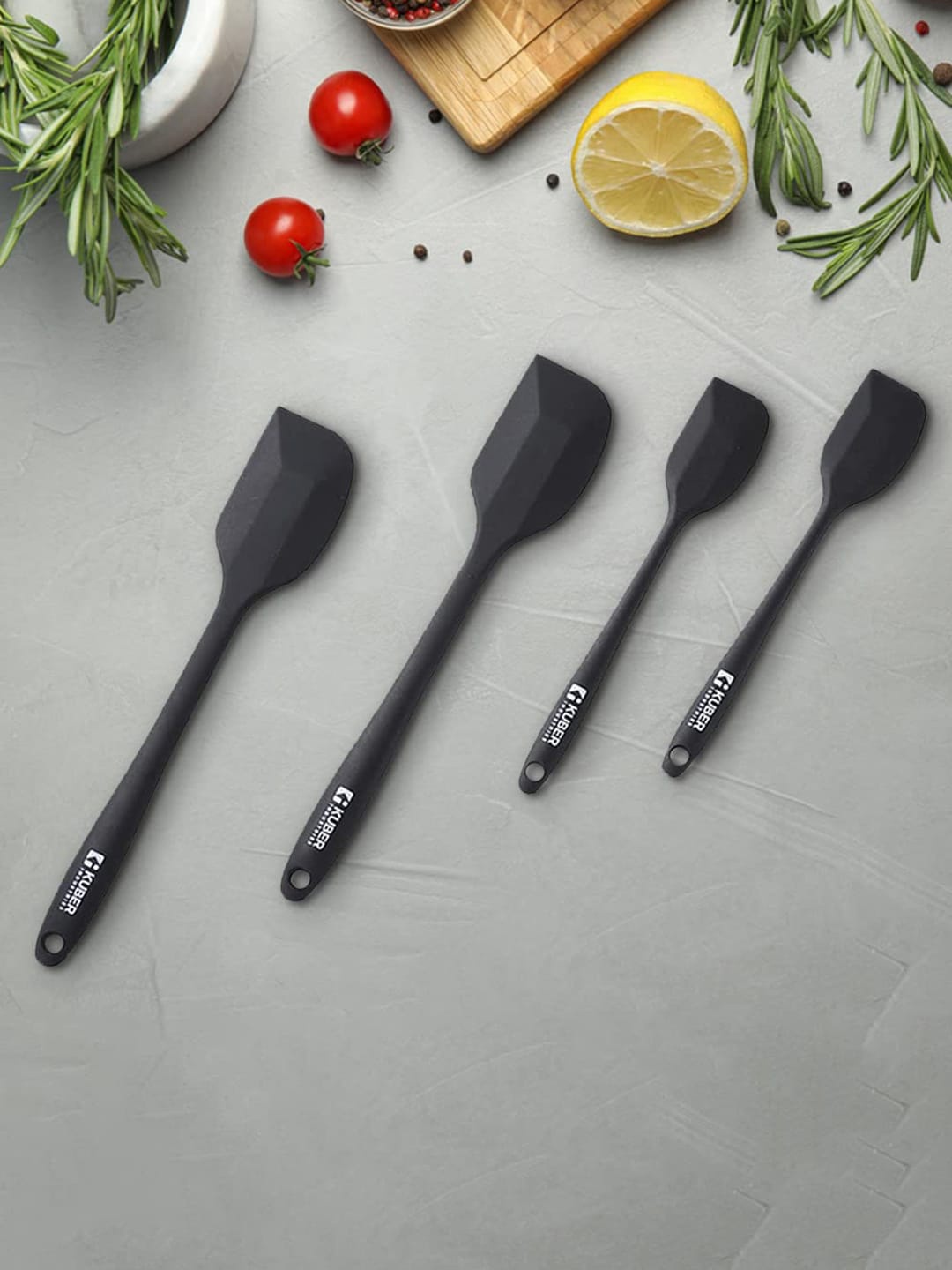 

Kuber Industries 4-Pieces Black Silicon Spatula Set