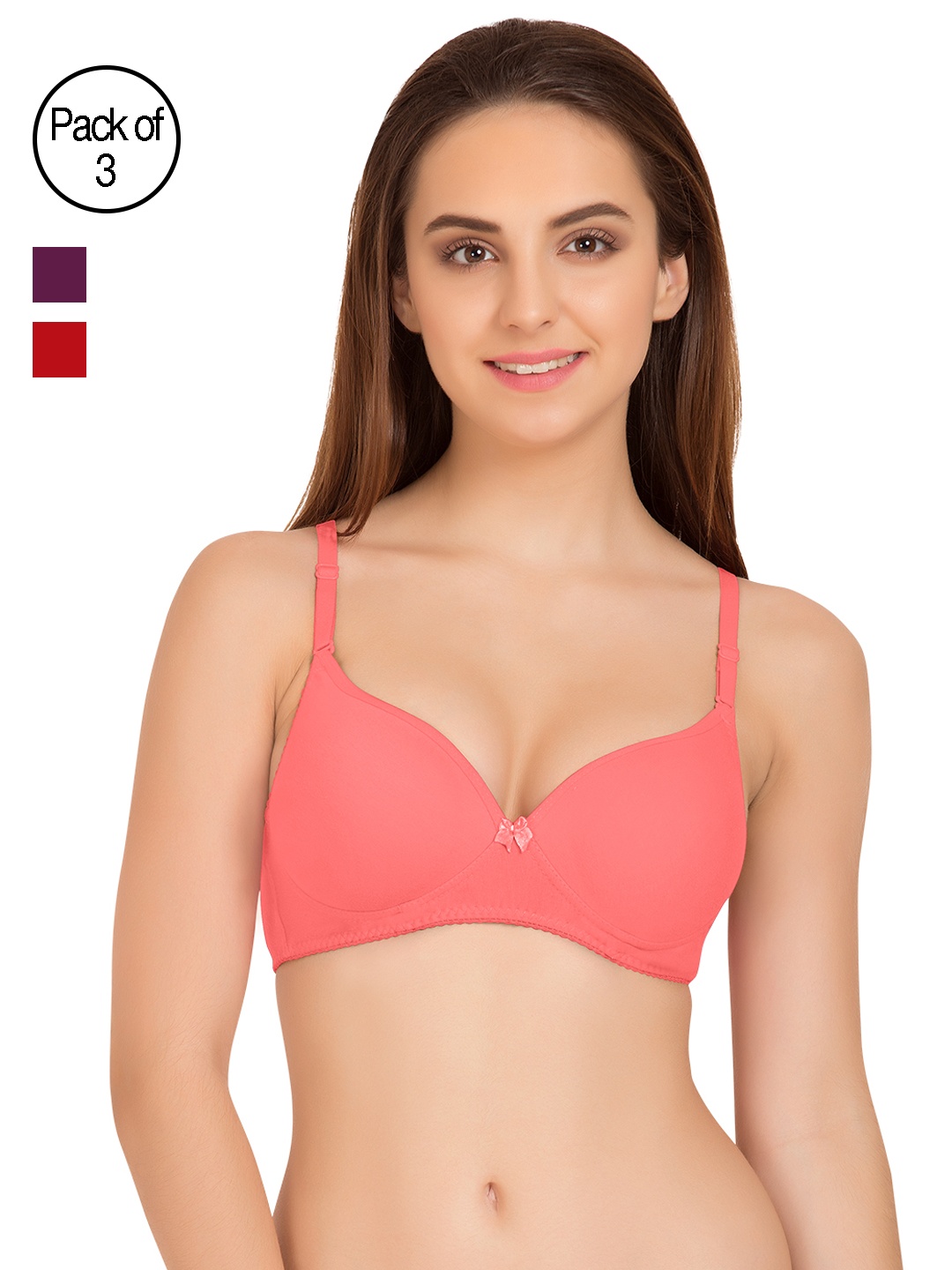 

Tweens Pack of 3 Full-Coverage T-shirt Bras TW91520, Pink