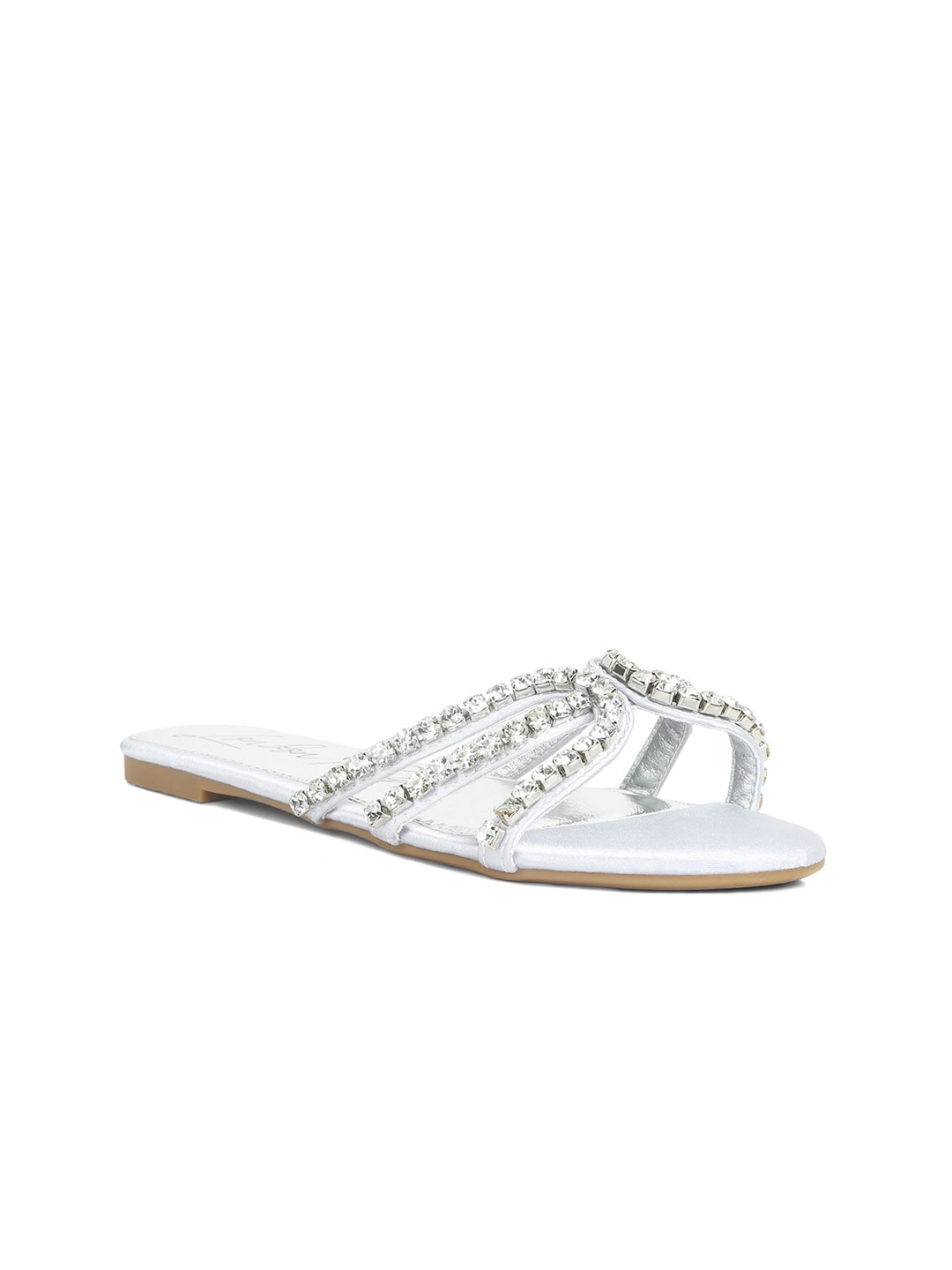 

London Rag Embellished Open Toe Flats, Silver