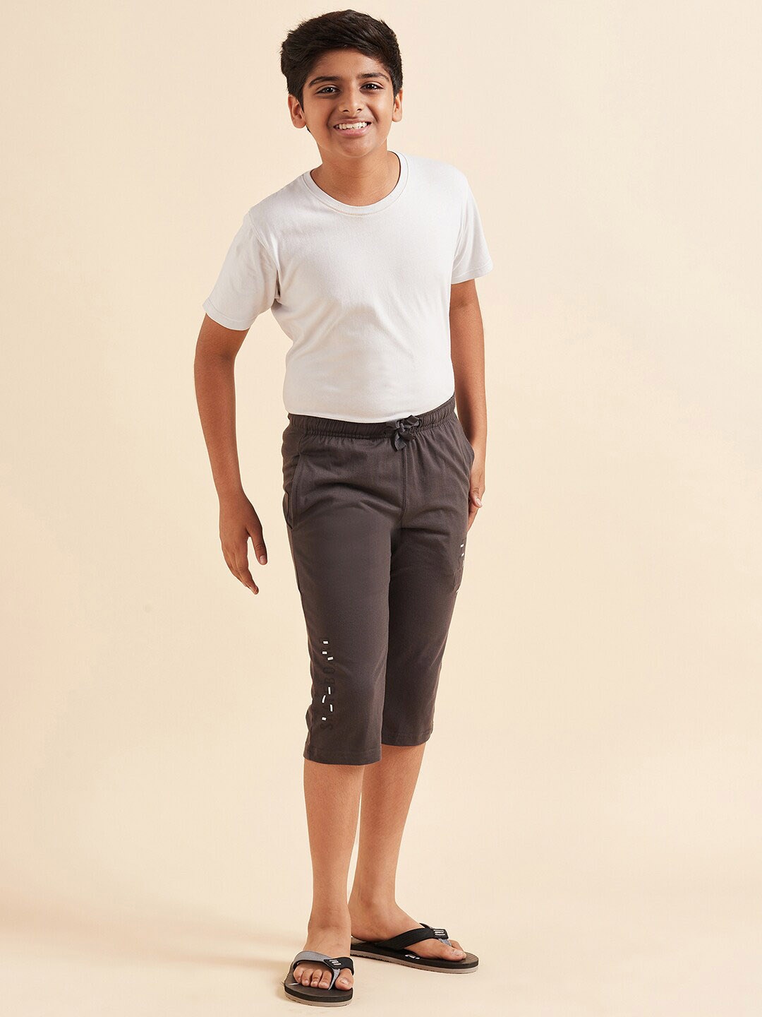 

Sweet Dreams Boys Mid-Rise Cotton Lounge Shorts, Grey