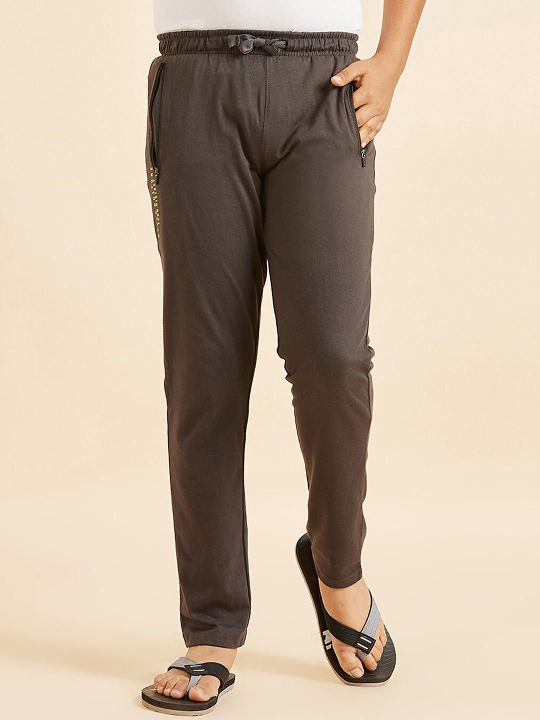 

Sweet Dreams Boys Grey Mid-Rise Relaxed-Fit Pure Cotton Lounge Pants