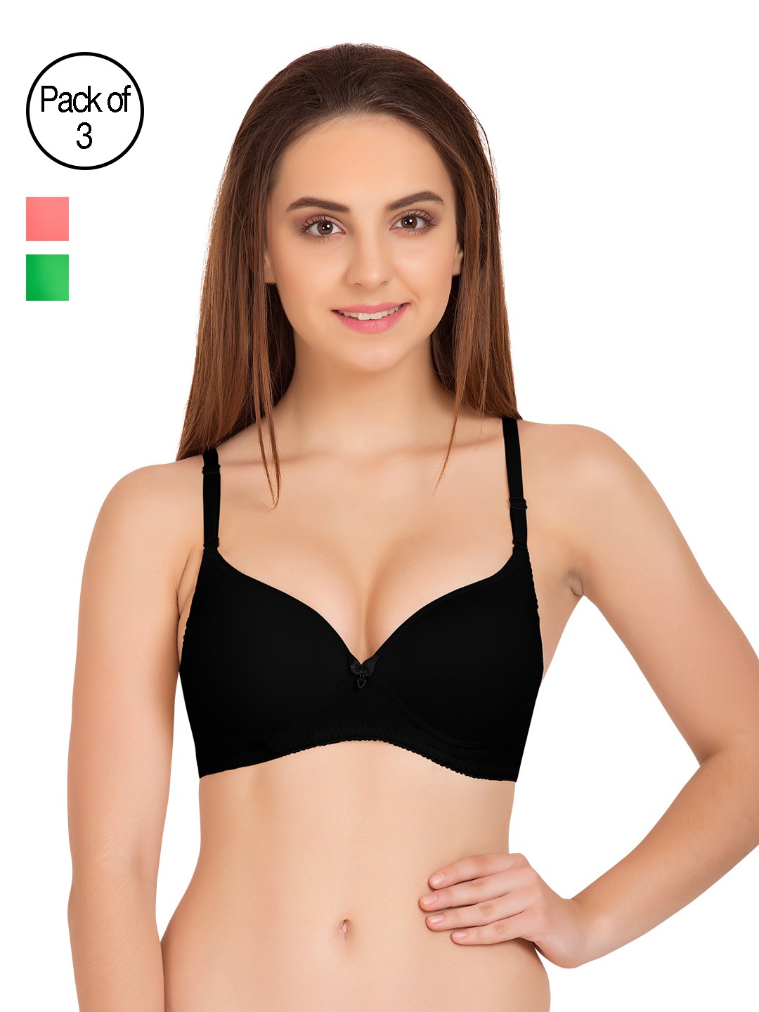 

Tweens Pack of 3 Medium-Coverage T-shirt Bras TW91520, Green