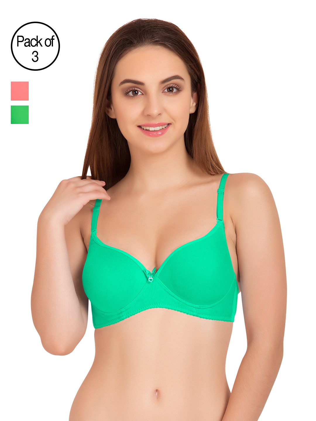 

Tweens Pack of 3 Medium-Coverage T-shirt Bras TW91520, Green