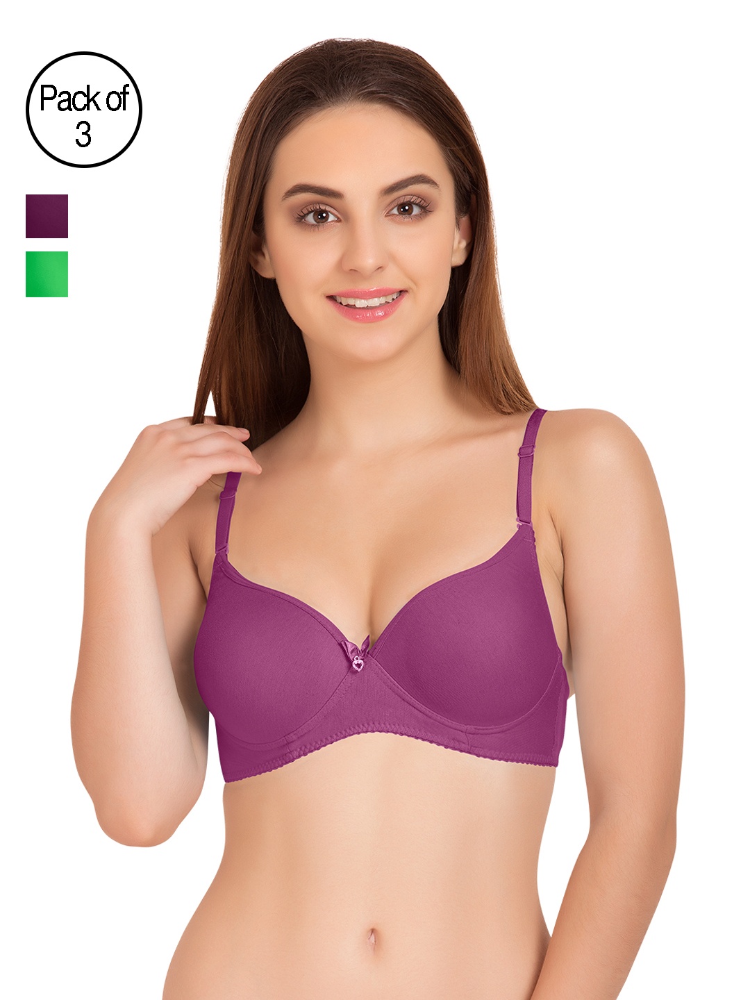 

Tweens Pack of 3 Medium-Coverage T-shirt Bras TW91520, Green