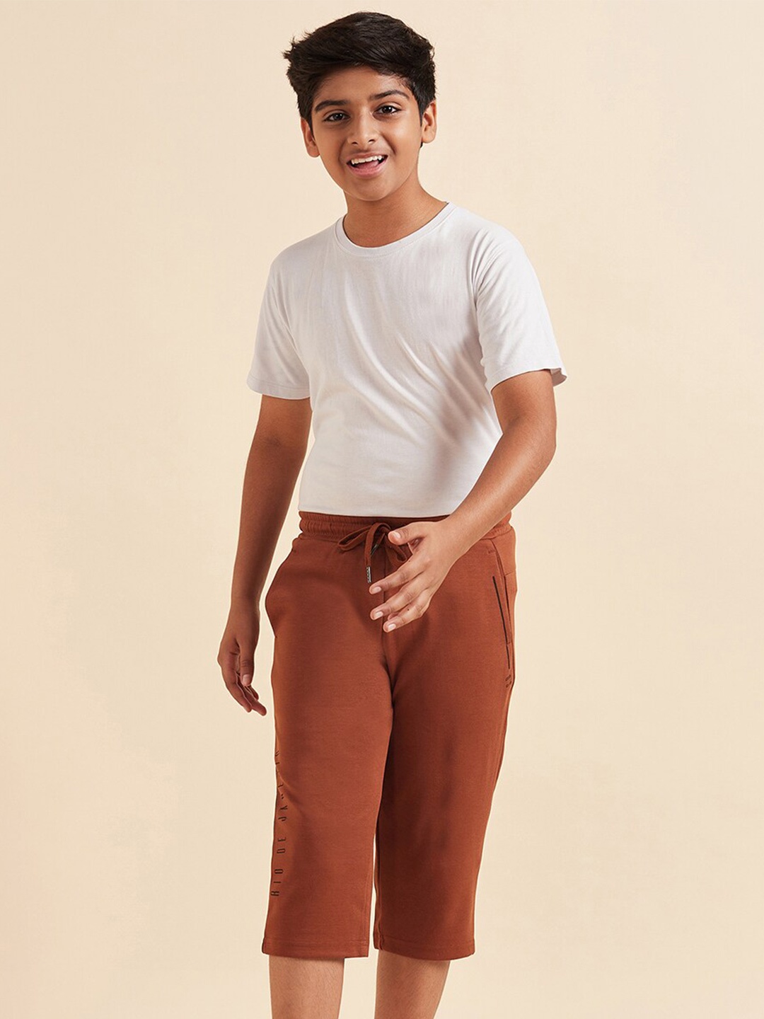 

Sweet Dreams Boys Mid-Rise Regular Fit Three-Fourth Length Cotton Track Pants, Orange