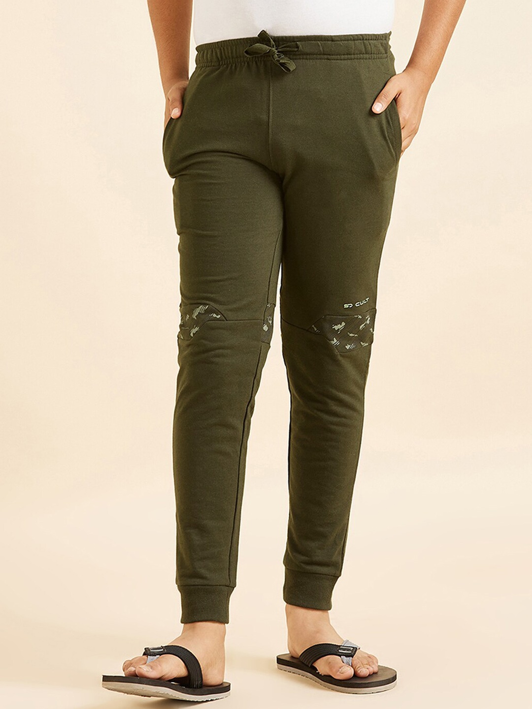 

Sweet Dreams Boys Olive Green Mid-Rise Relaxed-Fit Lounge Joggers