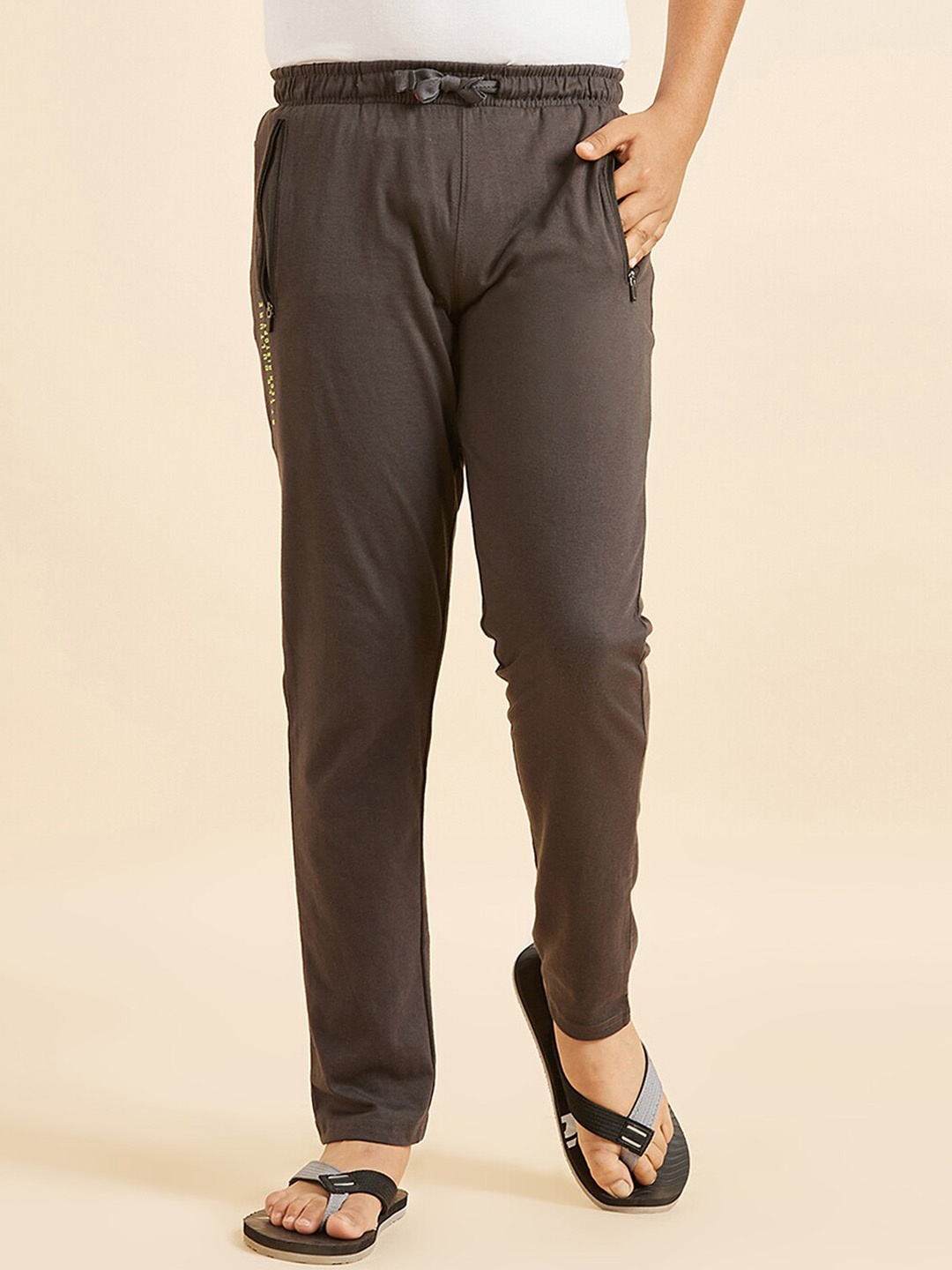 

Sweet Dreams Boys Grey Mid-Rise Relaxed-Fit Pure Cotton Lounge Pants