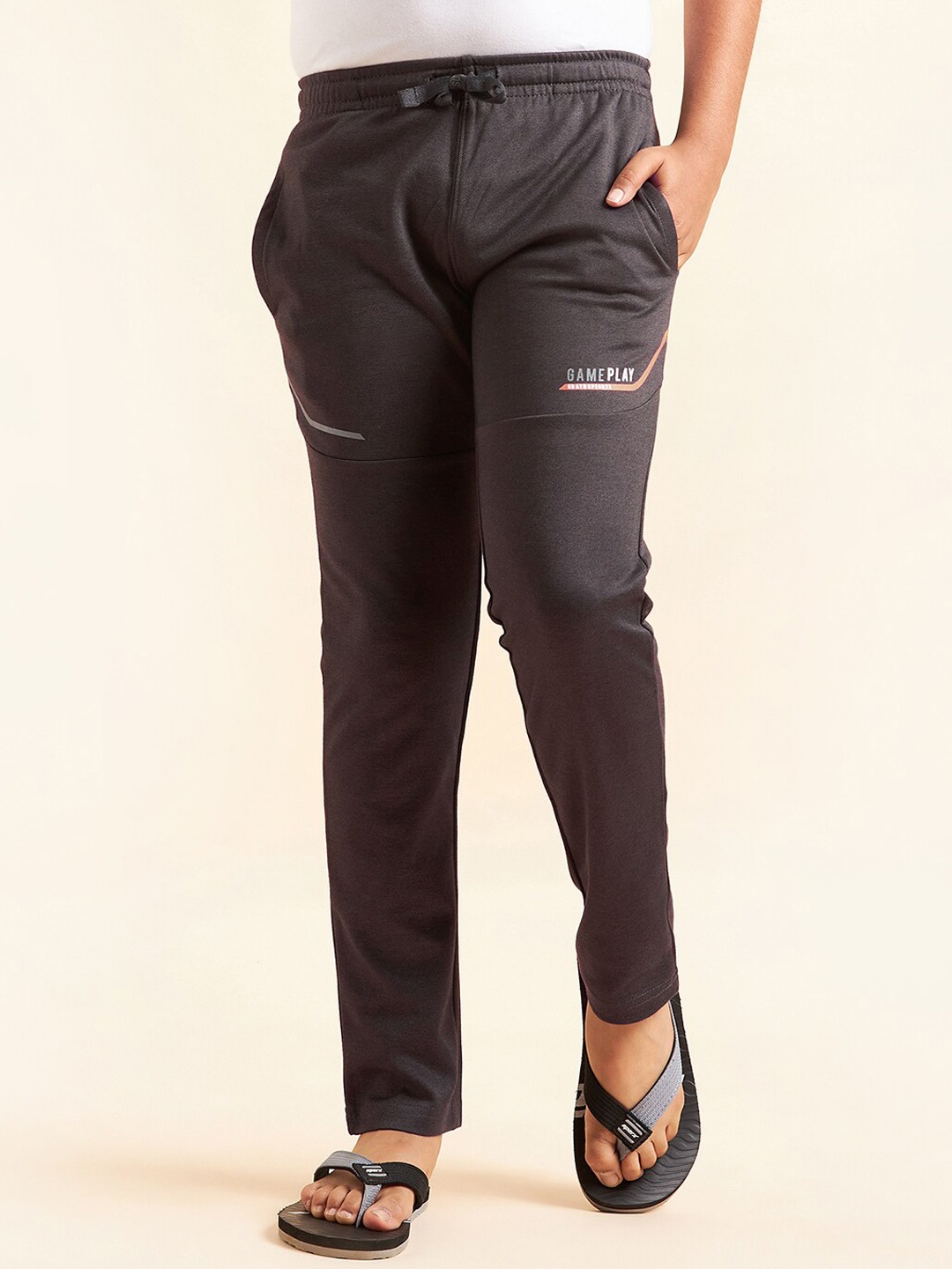 

Sweet Dreams Boys Charcoal Printed Mid-Rise Relaxed-Fit Lounge Pants