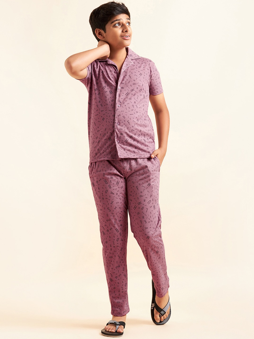 

Sweet Dreams Boys Pink Printed Night suit