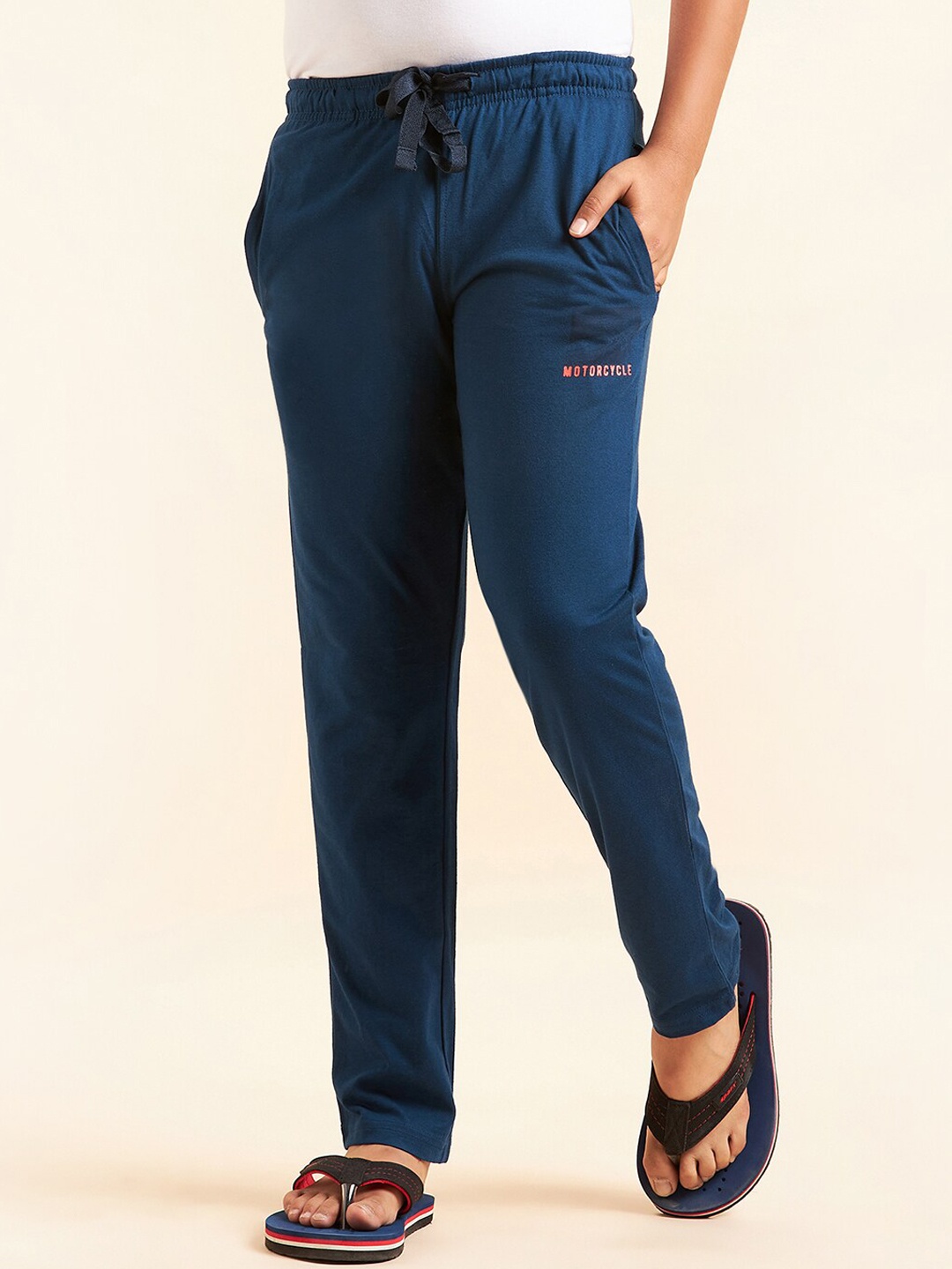 

Sweet Dreams Boys Teal Blue Mid-Rise Straight Lounge Pants