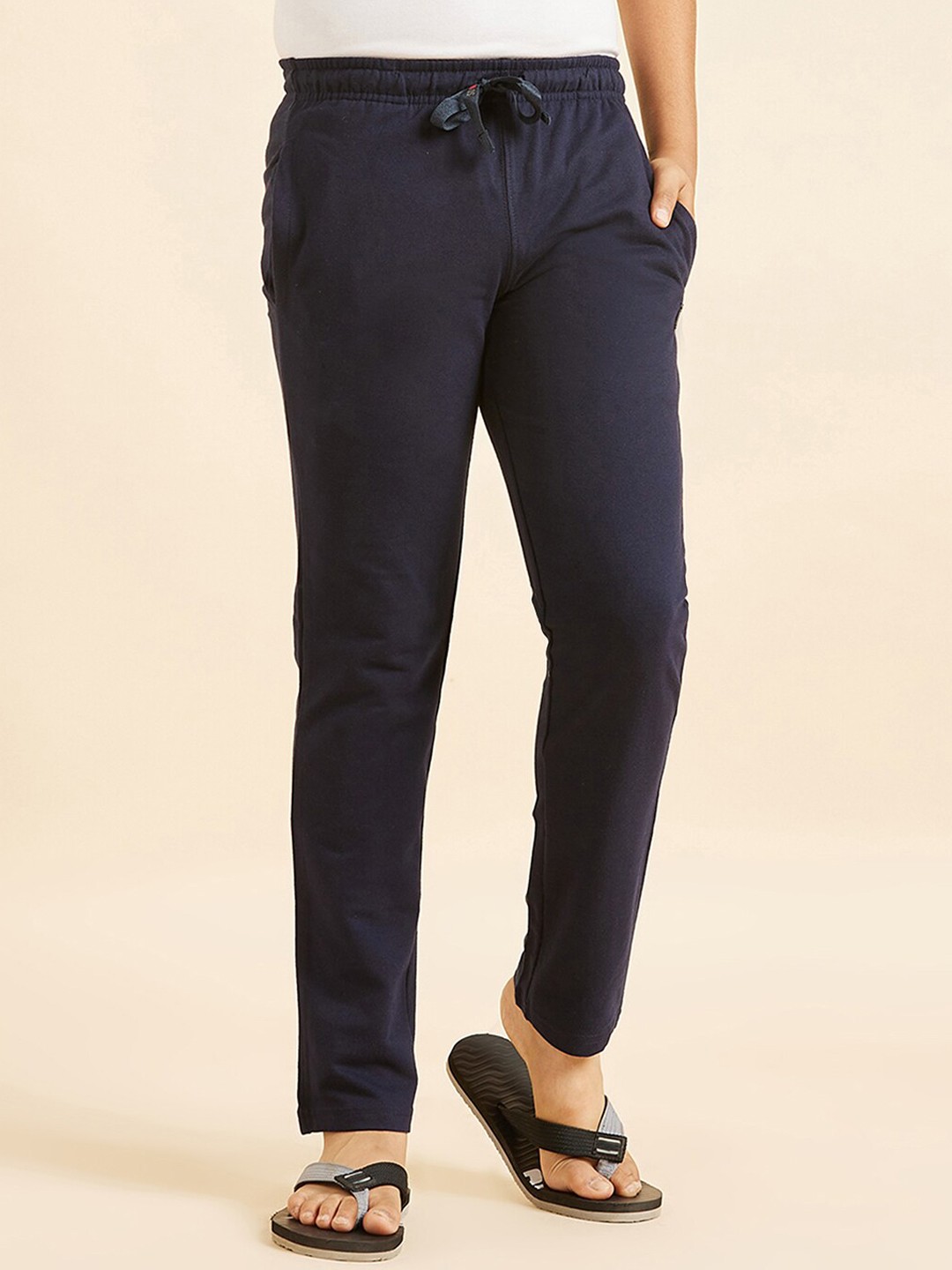 

Sweet Dreams Boys Navy Blue Mid-Rise Straight Lounge Pants